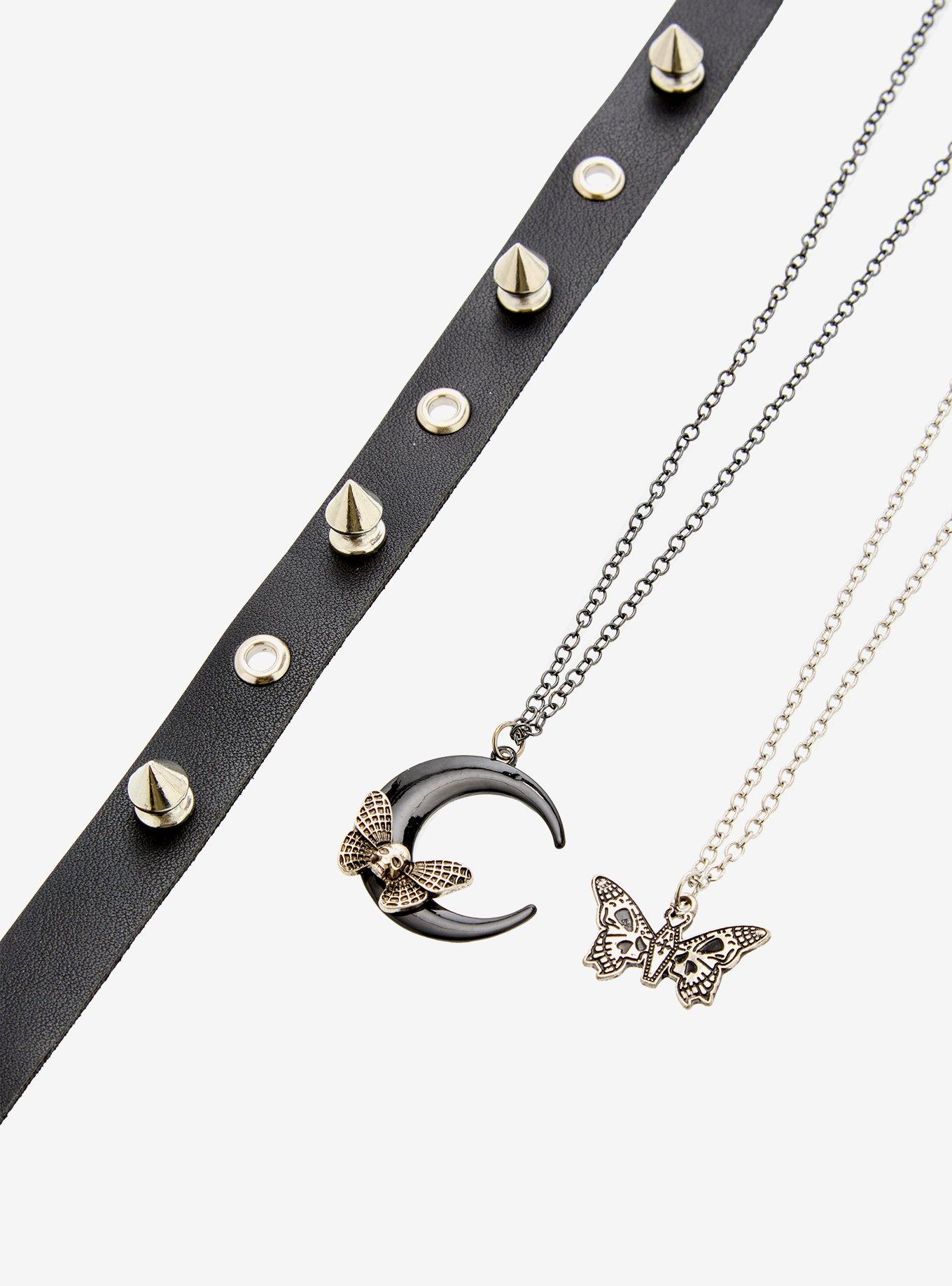 Death Moth Butterfly Skull Necklace Set, , alternate