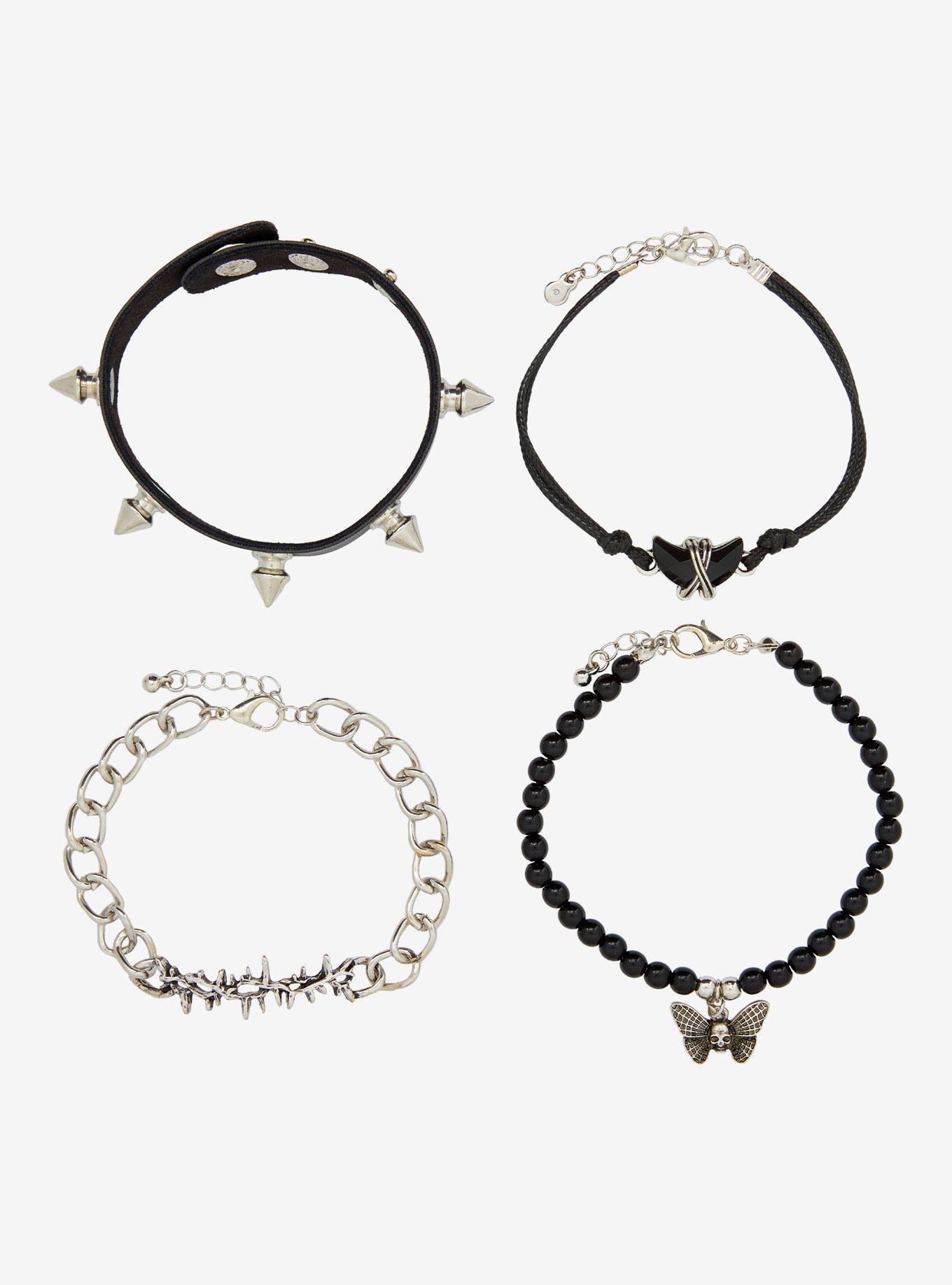 Cosmic Aura Spike Skull Moth Bracelet Set, , hi-res