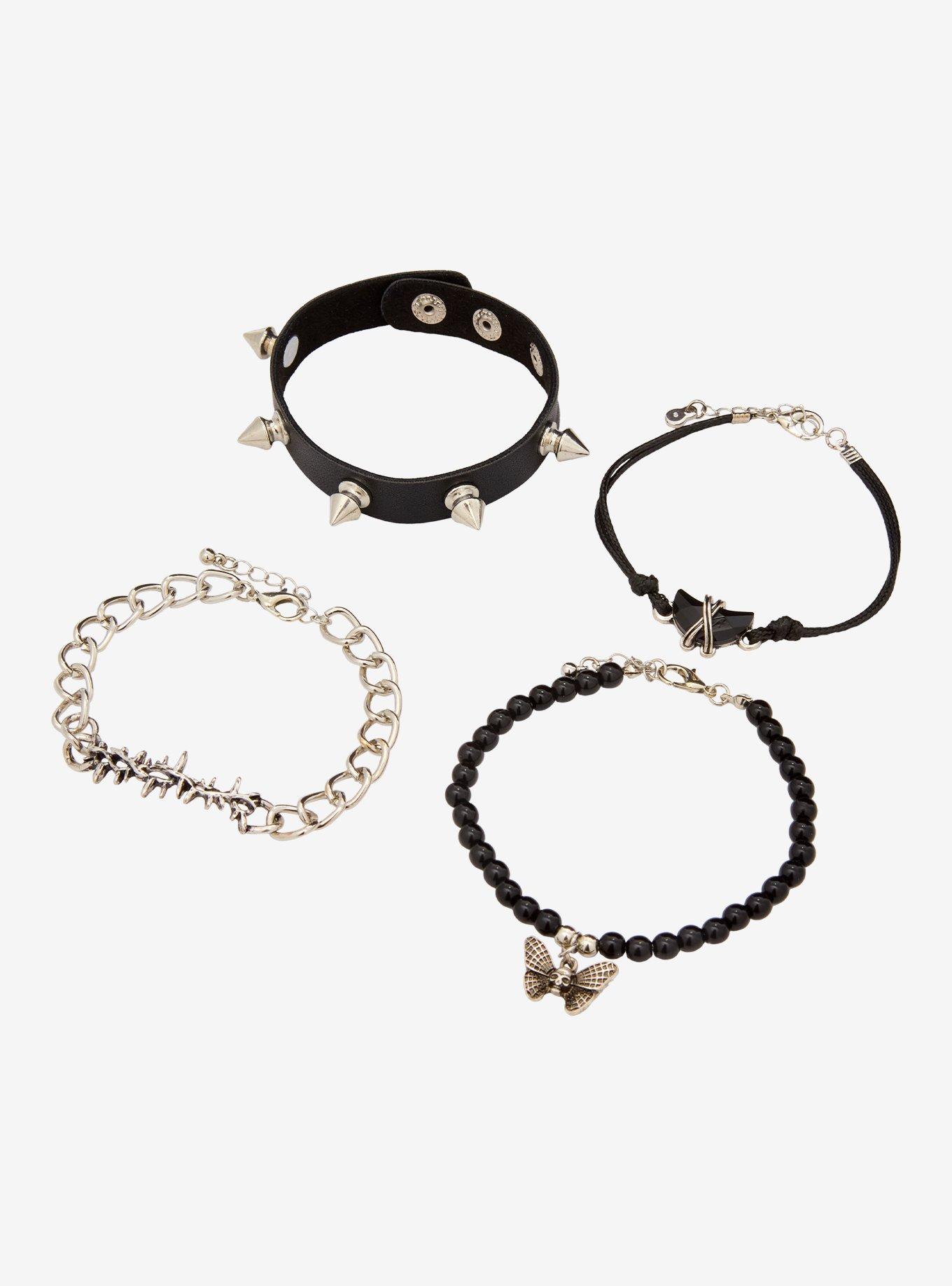 Cosmic Aura Spike Skull Moth Bracelet Set, , alternate