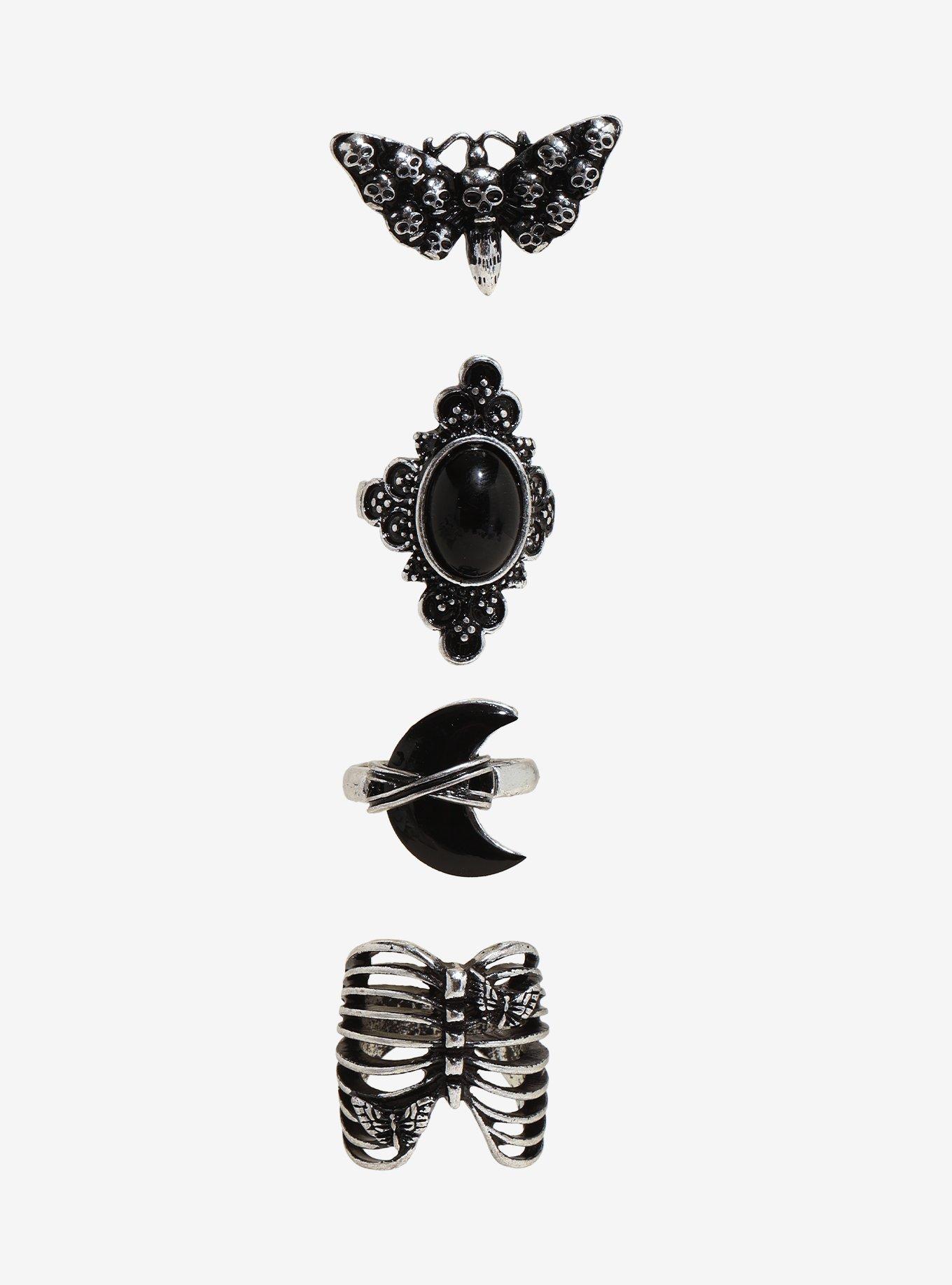 Cosmic Aura Death Moth Rib Cage Ring Set, , hi-res