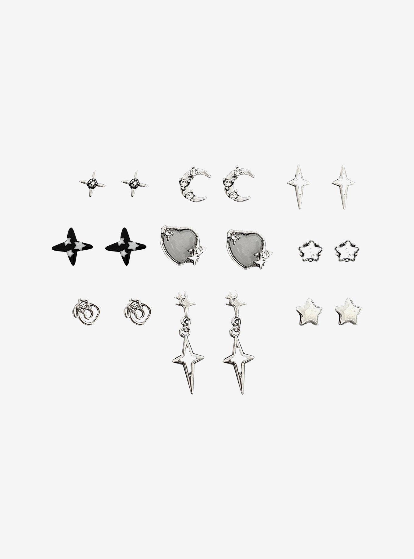 Star Bubble Heart Stud Earring Set, , hi-res