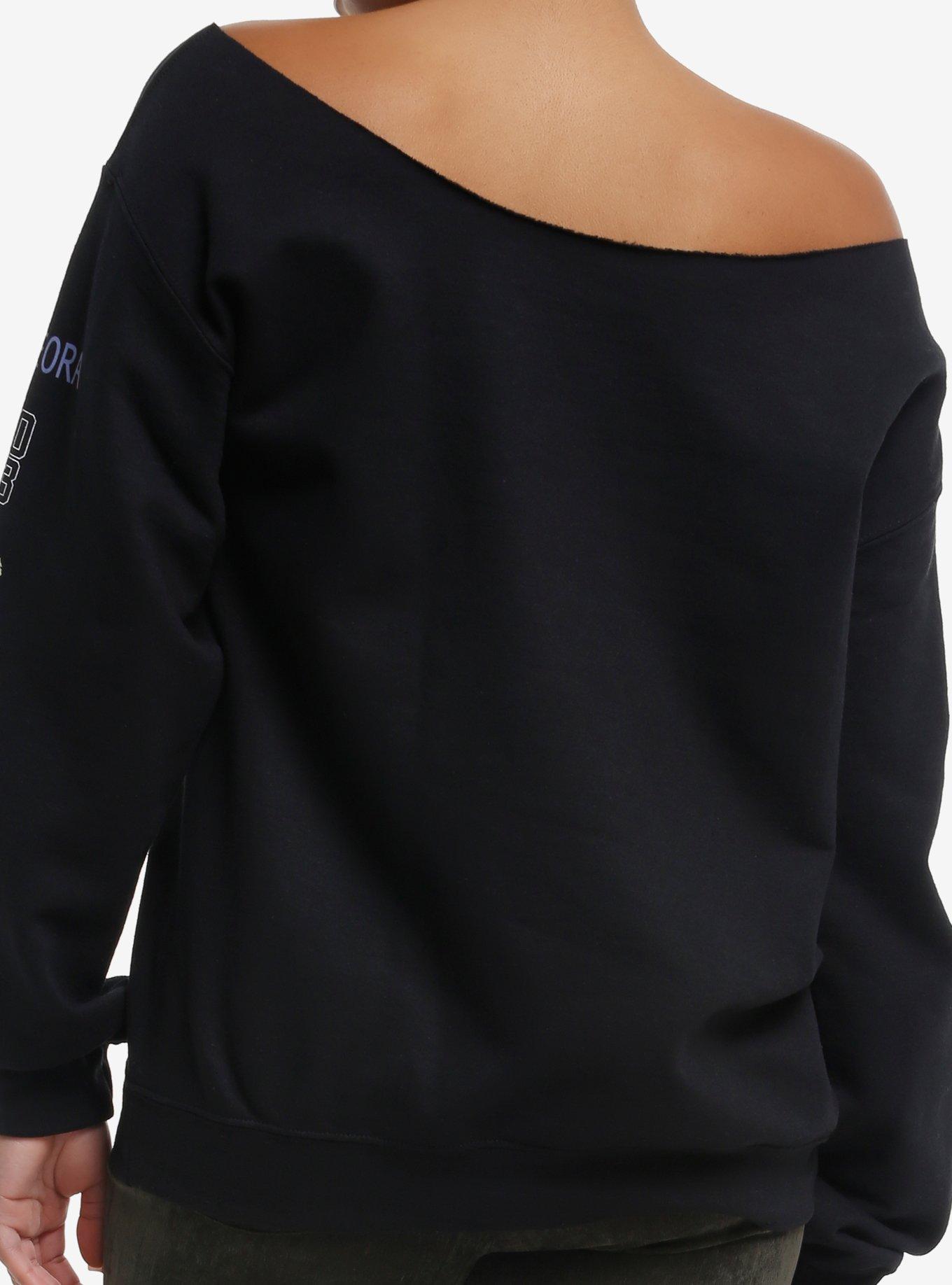 Linkin Park Meteora Off-Shoulder Girls Sweatshirt, BLACK, alternate