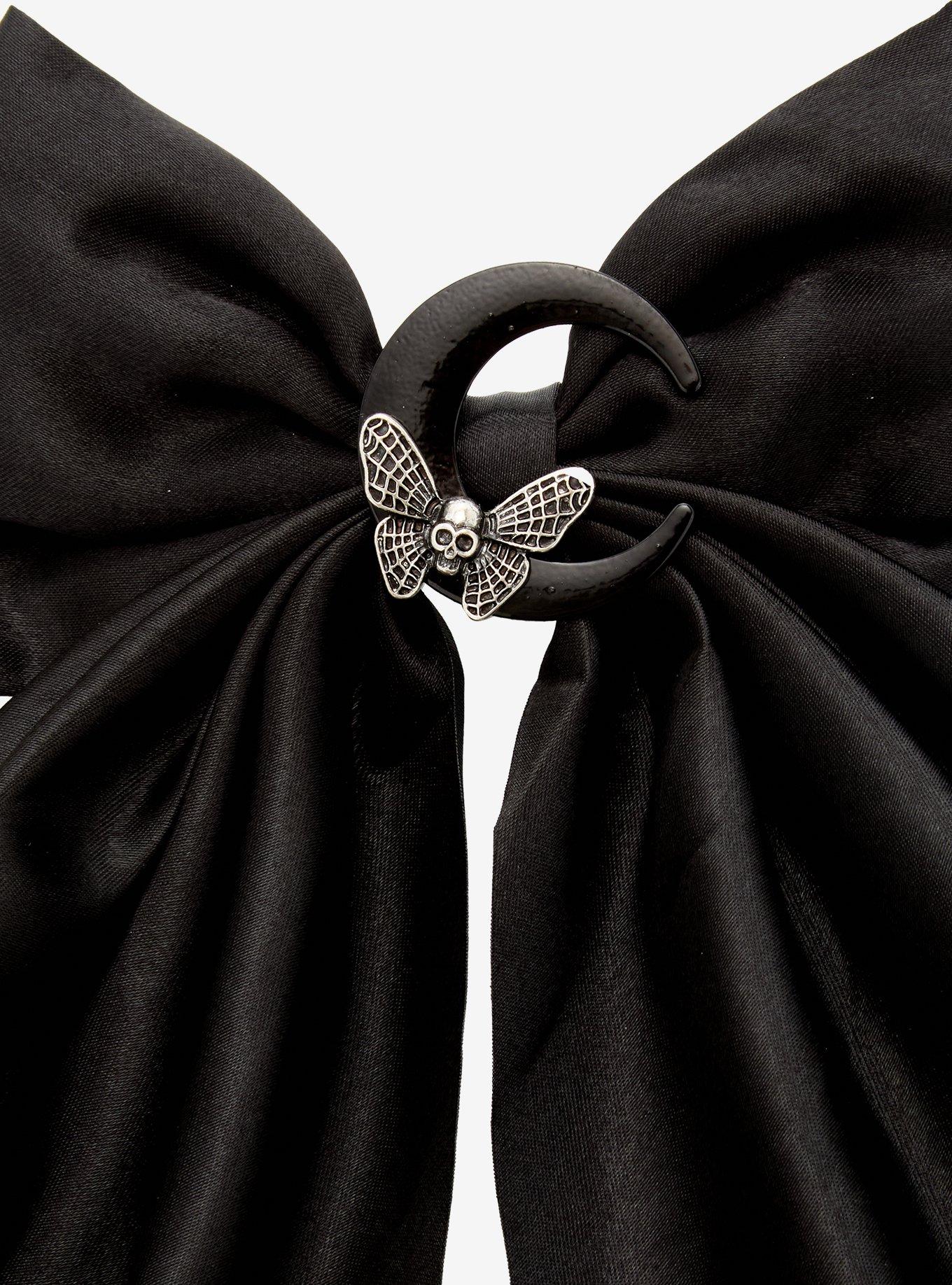 Skull Butterfly Moon Hair Bow, , alternate