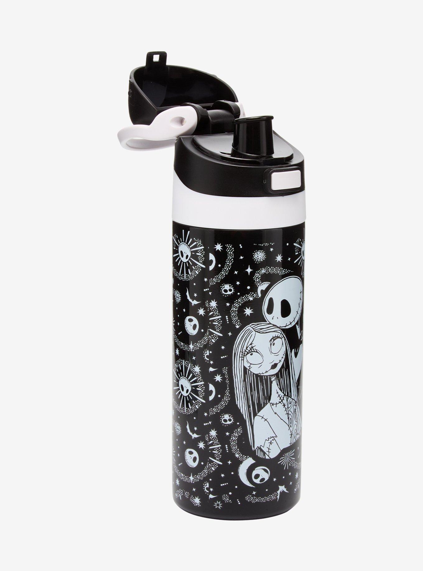 The Nightmare Before Christmas Jack & Sally Allover Print Flip-Top Stainless Steel Water Bottle, , hi-res
