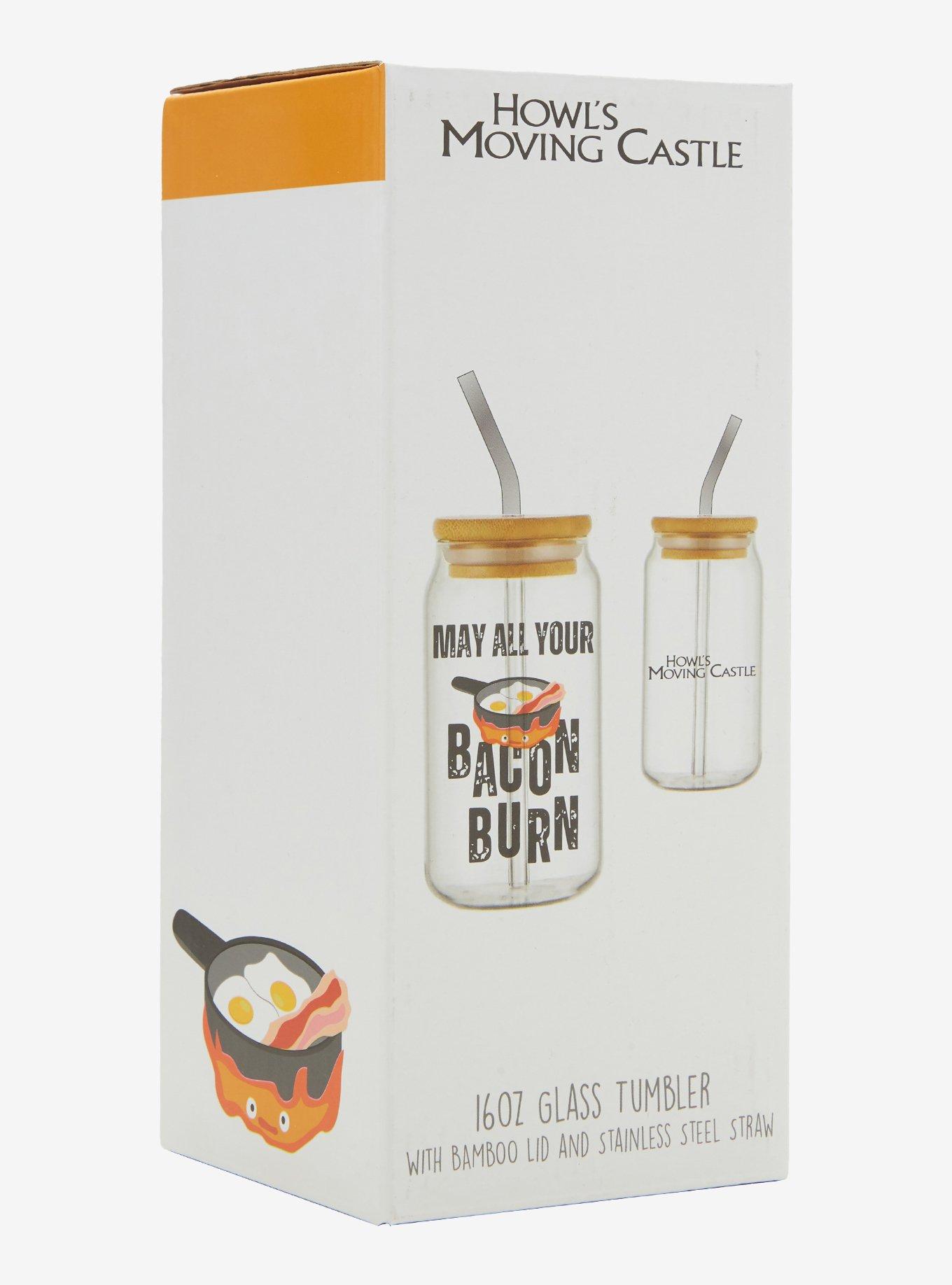 Studio Ghibli&reg; Howl's Moving Castle Calcifer Burn Bacon Glass Cup, , alternate