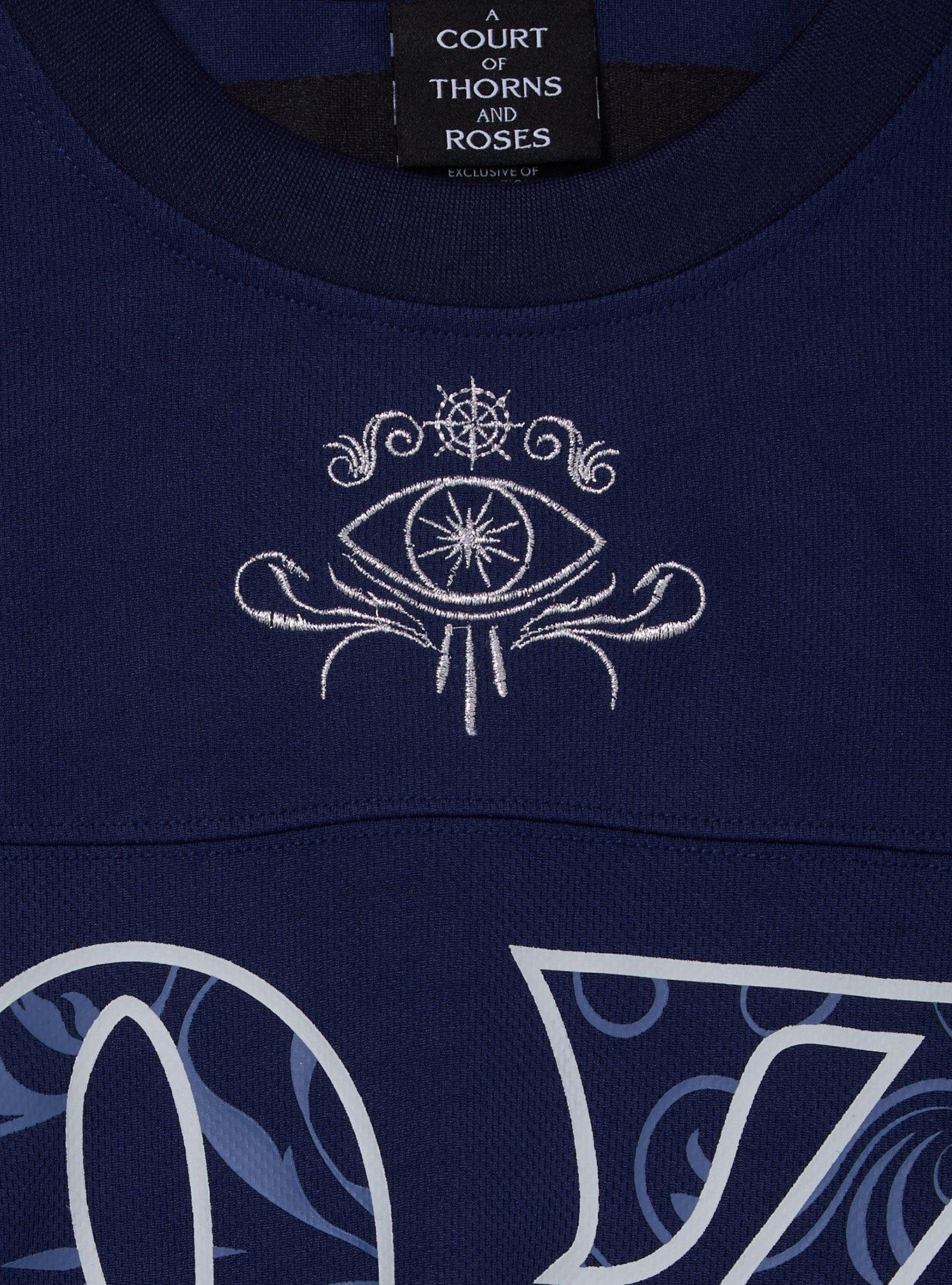 A Court of Thorns and Roses Feyre Archeron Women's Cropped Football Jersey - BoxLunch Exclusive, DARK BLUE, alternate