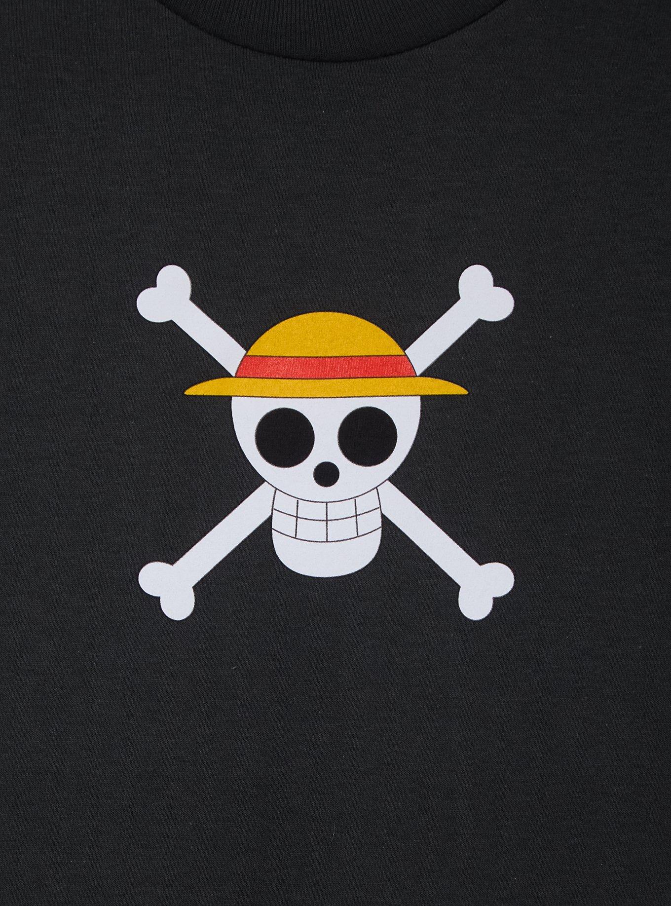 One Piece Jolly Roger Wanted Poster Graphic T-Shirt &mdash; BoxLunch Exclusive, BLACK, alternate
