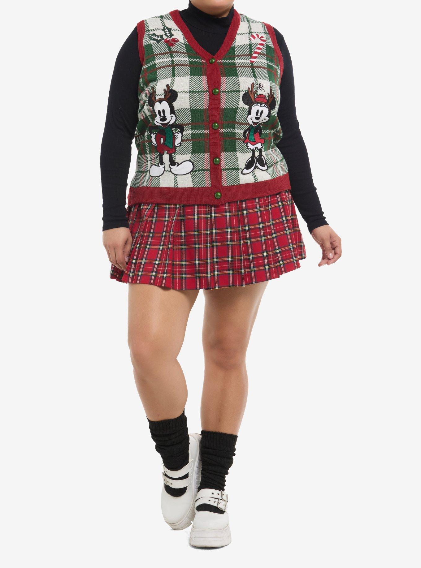 Her Universe Disney Mickey Mouse & Minnie Mouse Holiday Icons Girls Sweater Vest Plus Size, , hi-res