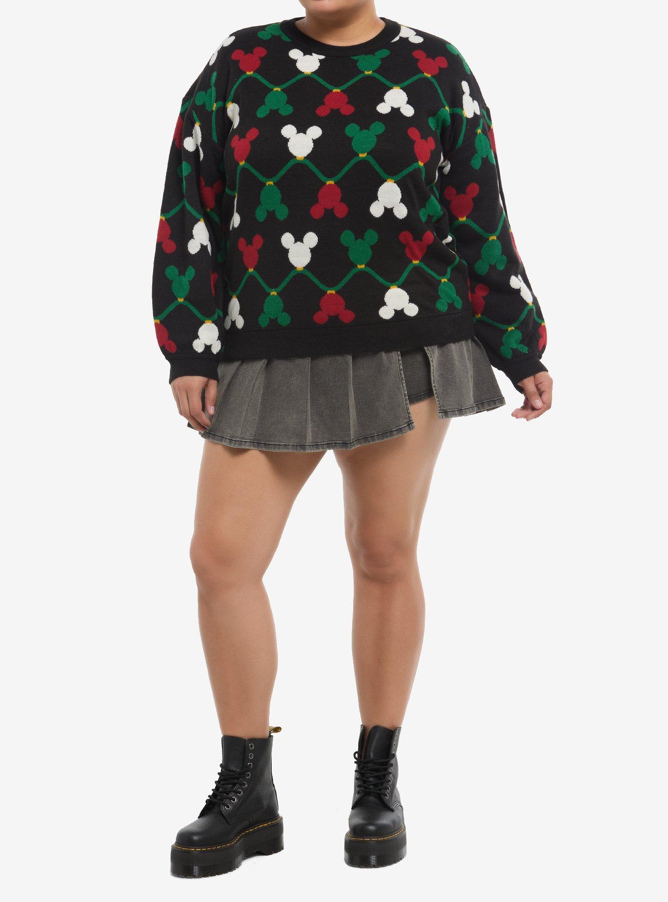 Her Universe Disney Holiday Mickey Mouse String Lights Knit Sweater Plus Size, , hi-res