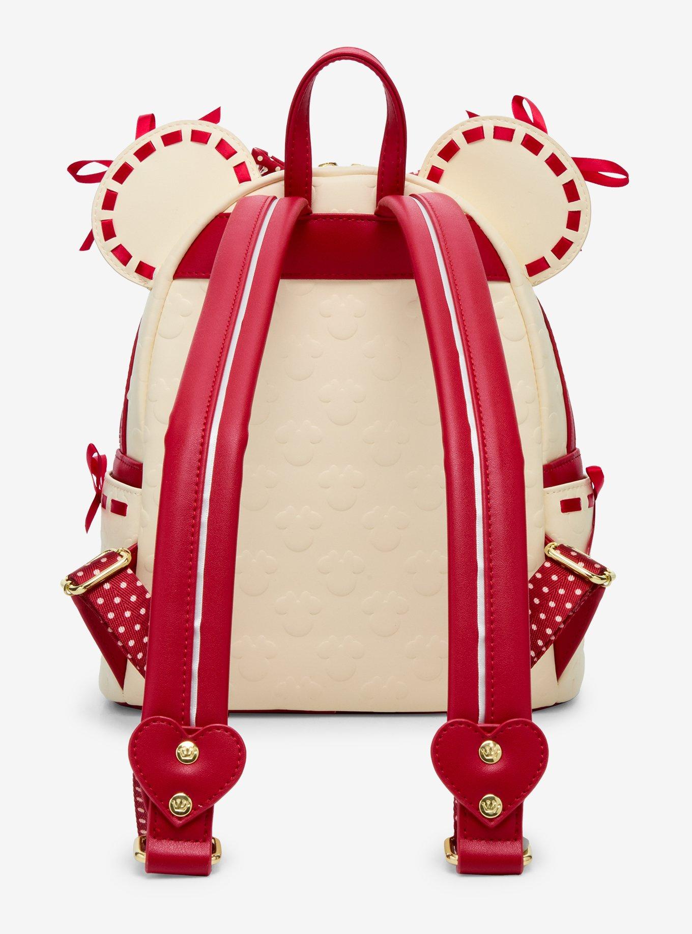 Loungefly Disney Minnie Mouse Red  Lace Polka Dot Mini Backpack, , alternate