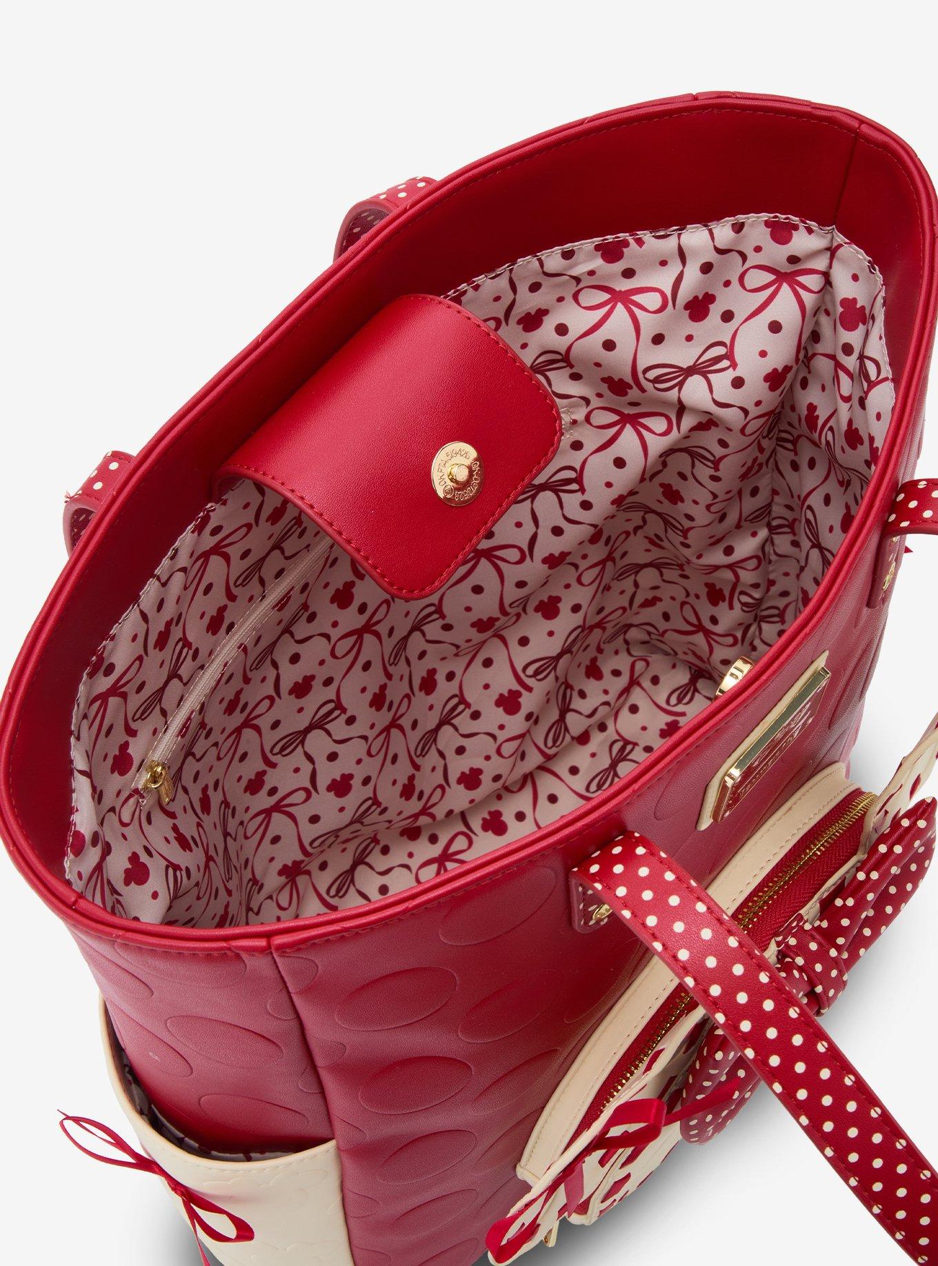 Loungefly Disney Minnie Mouse Red Lace Polka Dot Tote Bag, , alternate