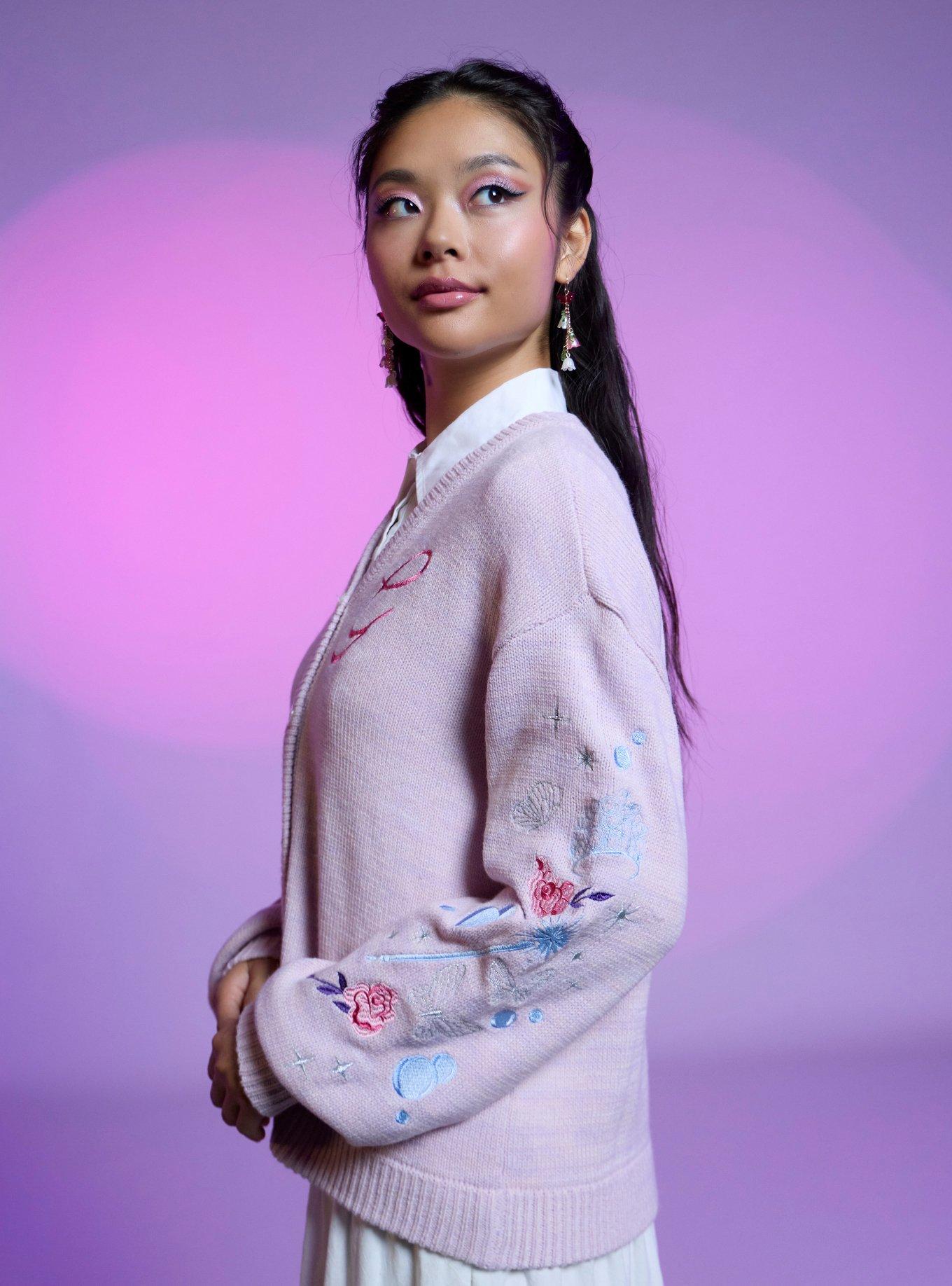 Her Universe Wicked Glinda Embroidered Girls Cardigan, MULTI, alternate