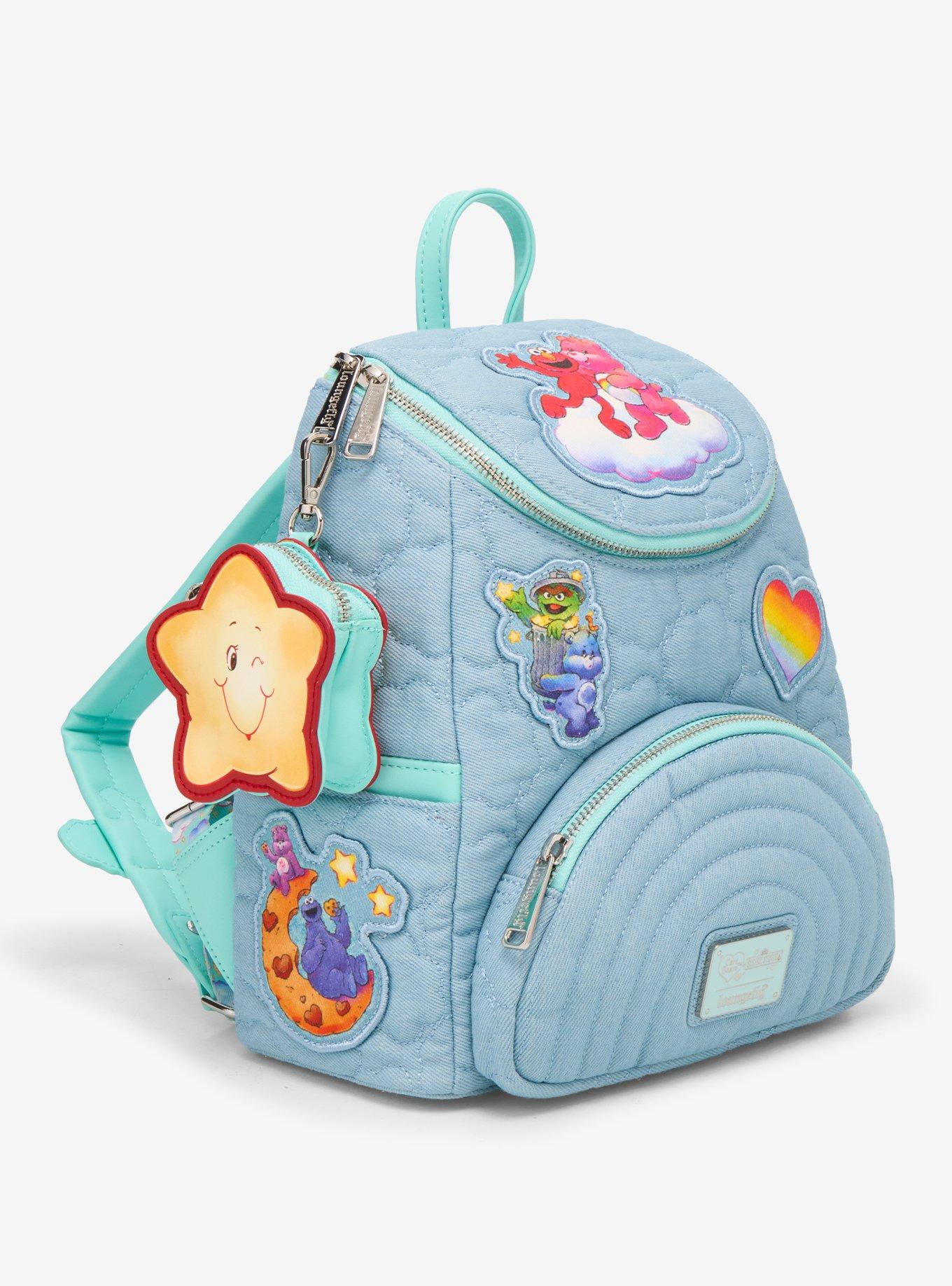 Loungefly Care Bears X Sesame Street Patches Denim Mini Backpack, , hi-res