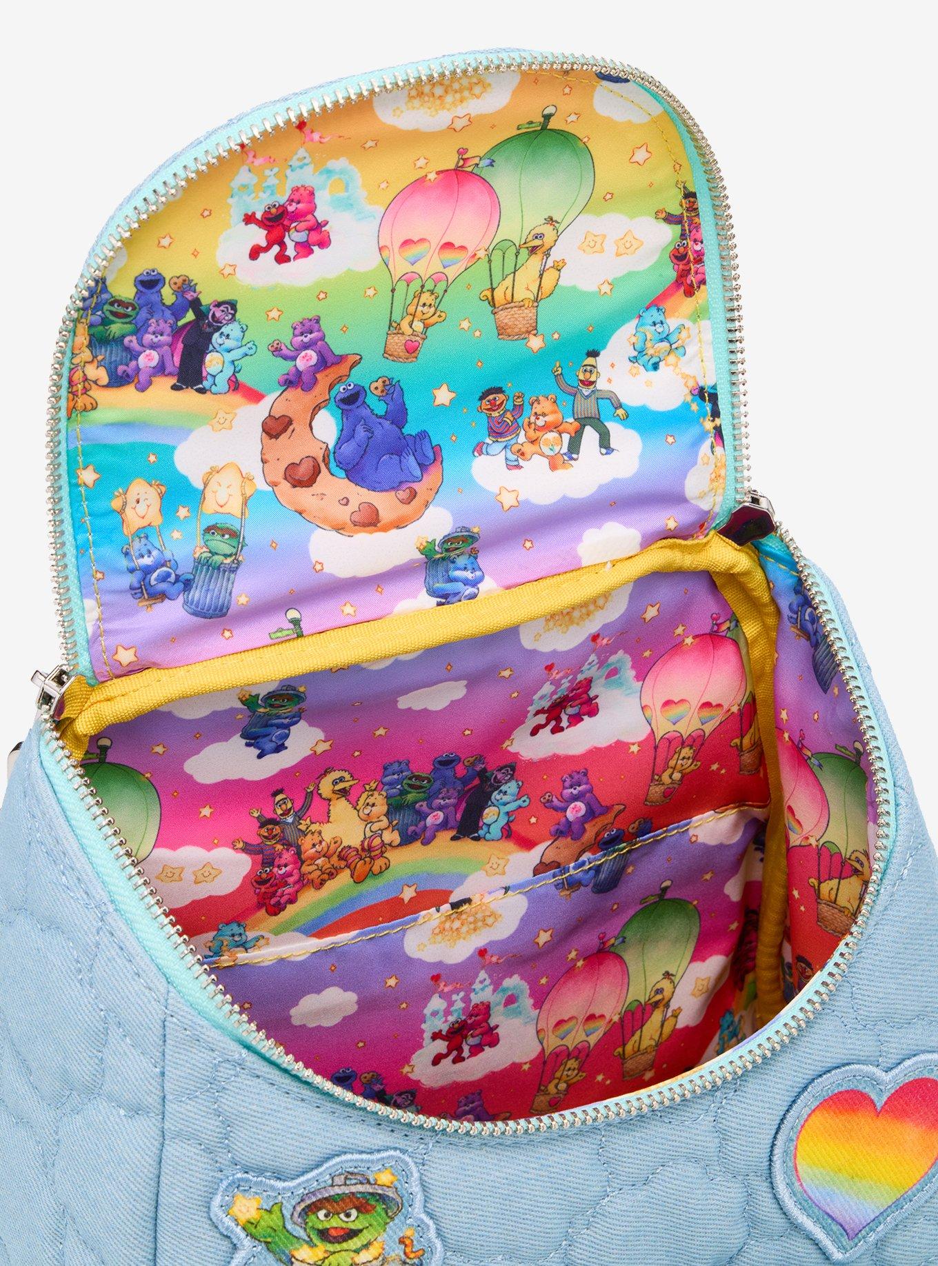Loungefly Care Bears X Sesame Street Patches Denim Mini Backpack, , alternate