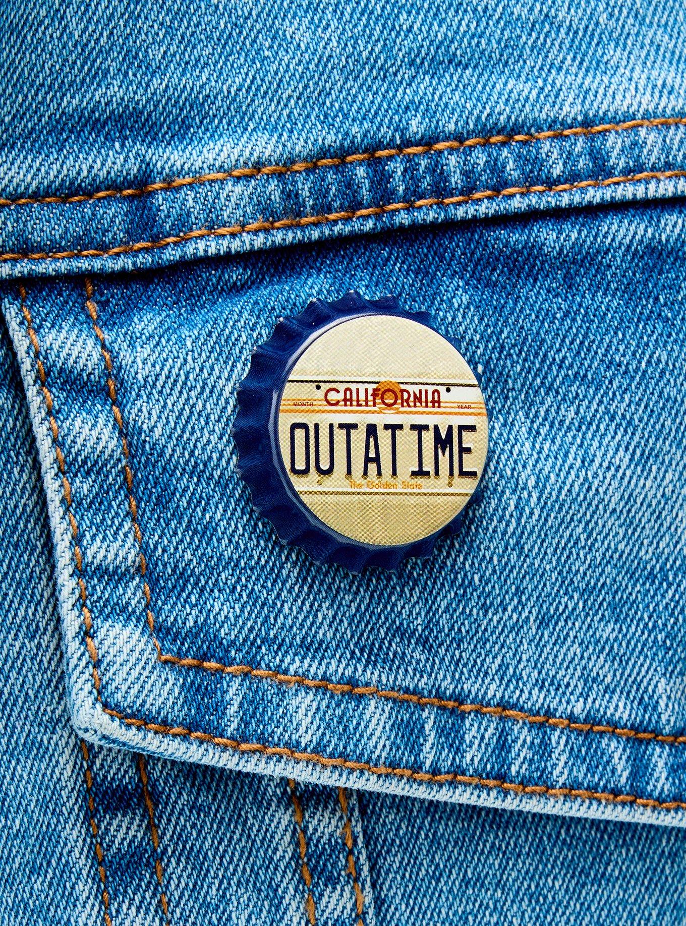 Back to the Future License Plate Bottle Cap Button Pin, , hi-res