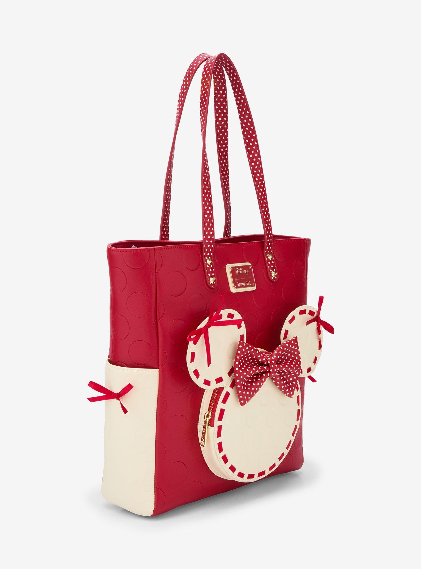 Loungefly Disney Minnie Mouse Red Lace Polka Dot Tote Bag, , hi-res
