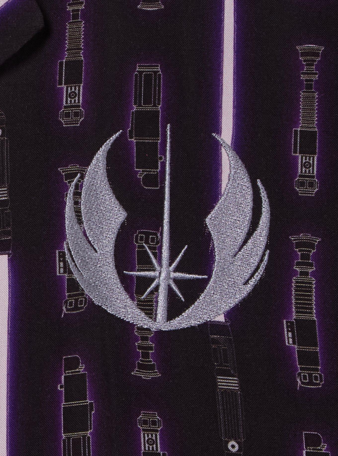 Star Wars Mace Windu Lightsaber Allover Print Woven Shirt &mdash; BoxLunch Exclusive, BLACK, alternate