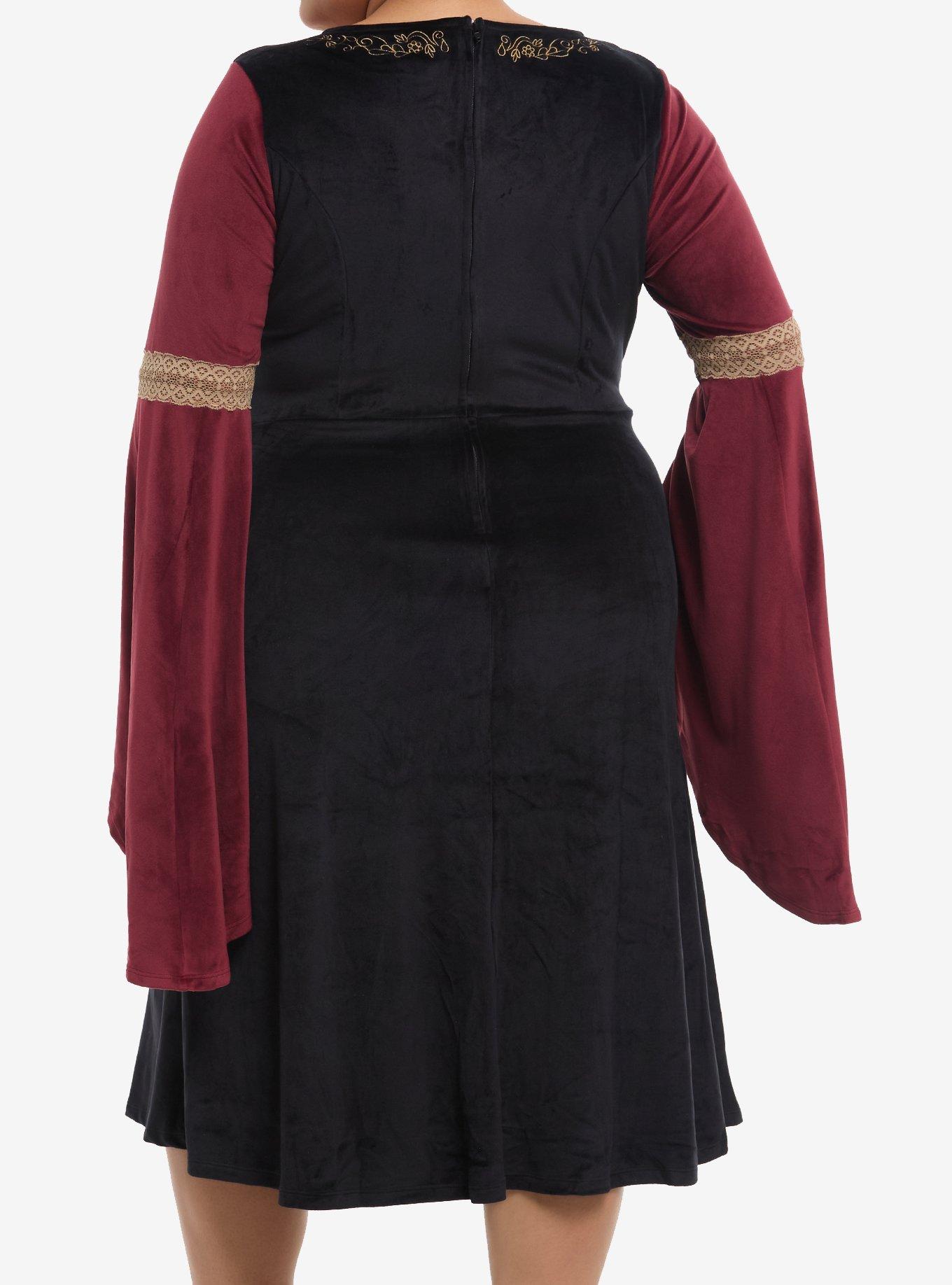 Her Universe The Lord Of The Rings Arwen Bell Sleeve Dress Plus Size Her Universe Exclusive, BLACK  RED, alternate - view 3