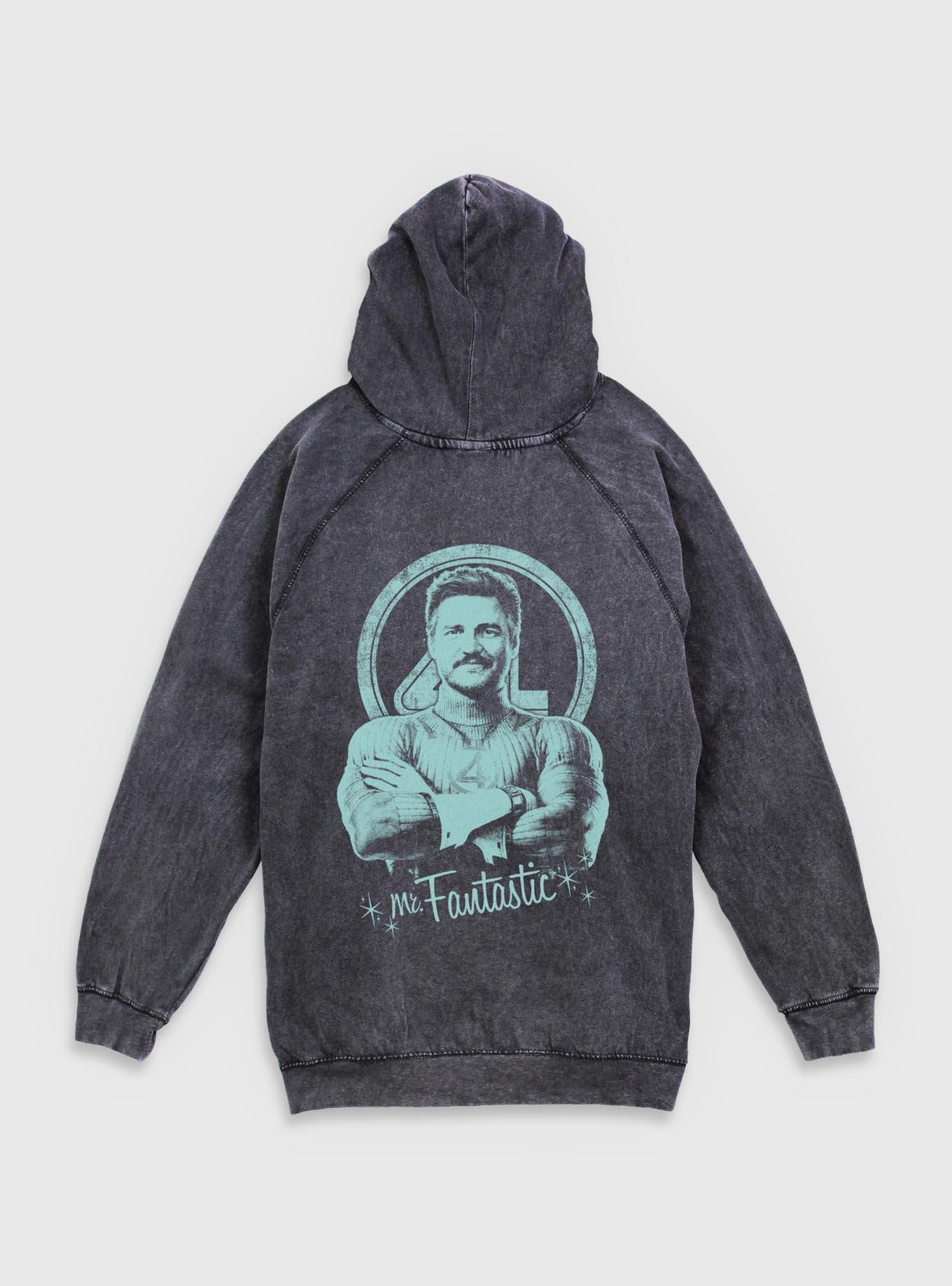 Marvel The Fantastic Four: First Steps Mr Fantastic Grunge Mineral Wash Hoodie BoxLunch Exclusive, , hi-res