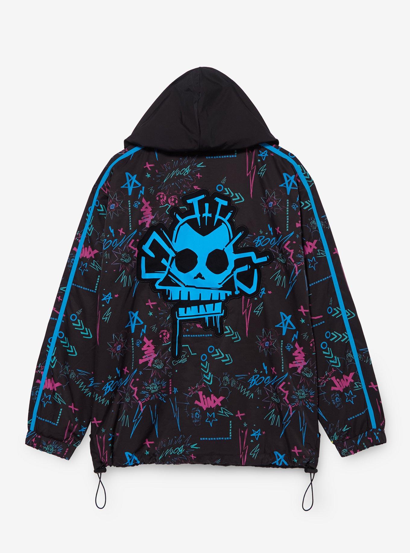 Arcane Jinx Graffiti Allover Print Windbreaker - BoxLunch Exclusive, , hi-res