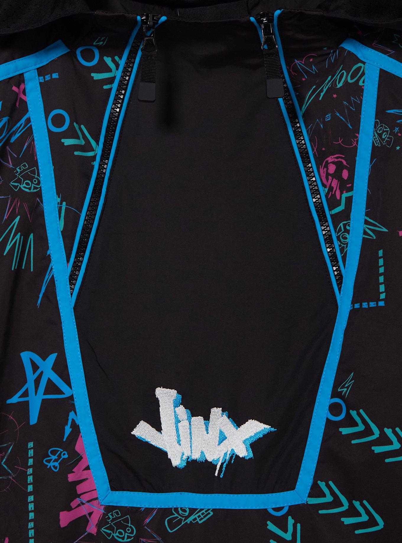 Arcane Jinx Graffiti Allover Print Windbreaker - BoxLunch Exclusive, BLACK, alternate