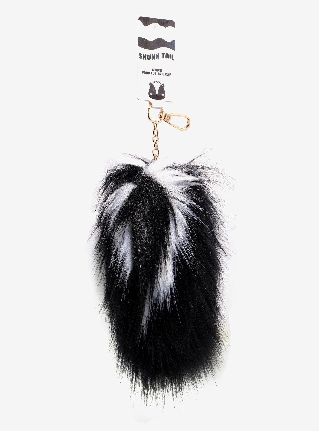 Faux Fur Skunk Tail Key Chain, , hi-res