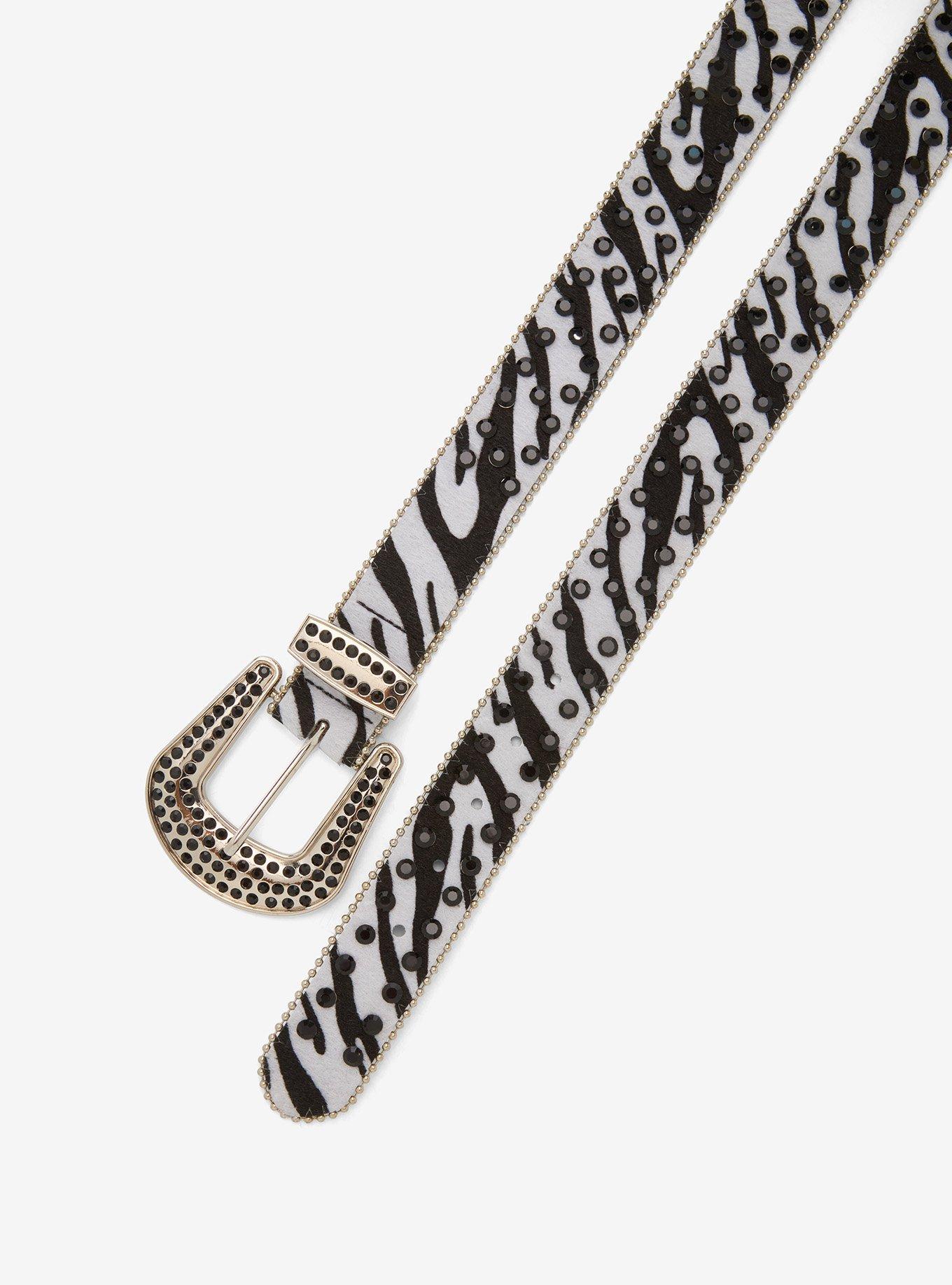 Zebra Print Bling Belt, , hi-res