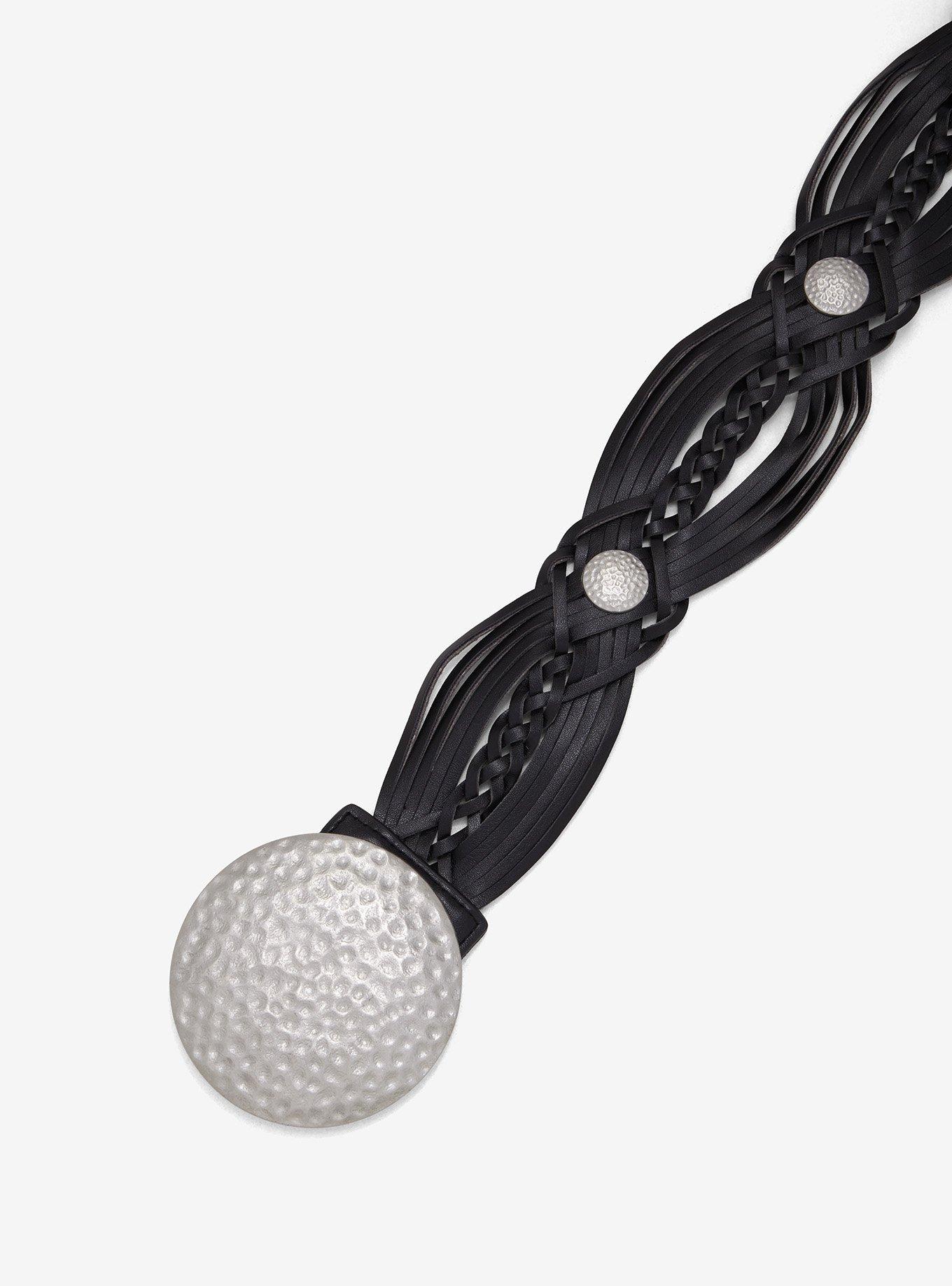Black & Silver Braid Medallion Belt, , hi-res
