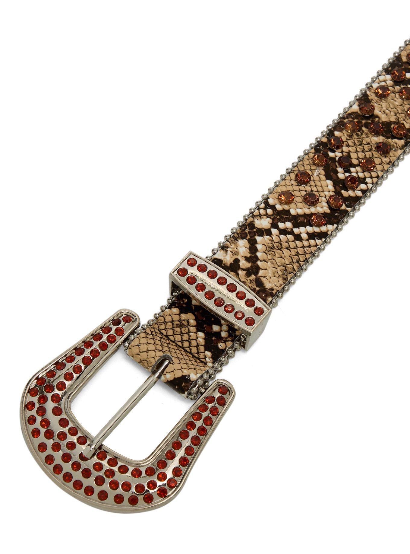 Snakeskin Rhinestone Belt, , hi-res