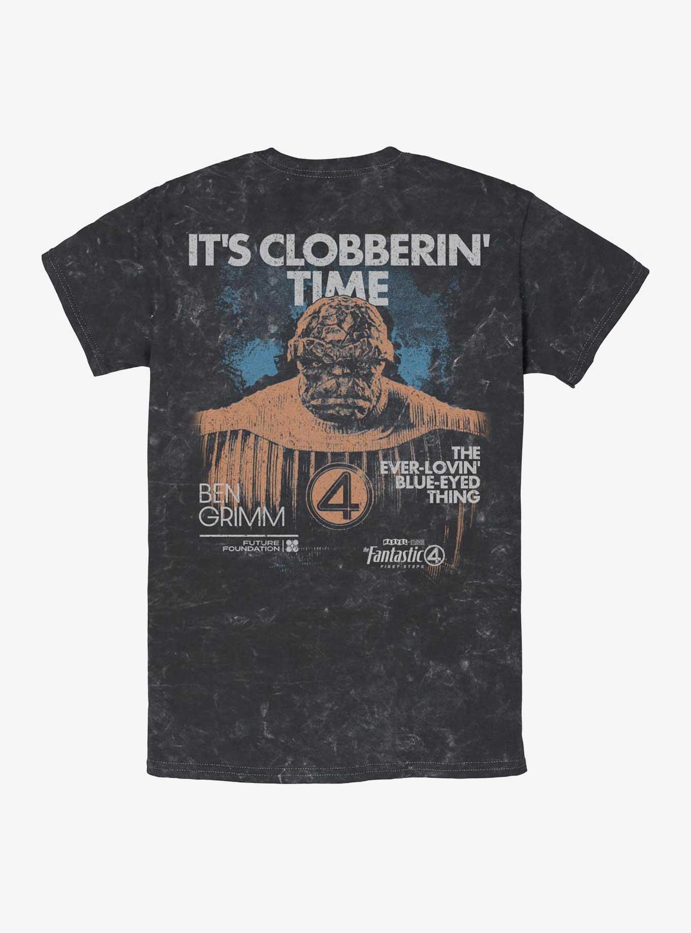 Marvel The Fantastic Four: First Steps It's Clobberin' Time Mineral Wash T-Shirt Hot Topic Web Exclusive, BLACK, alternate