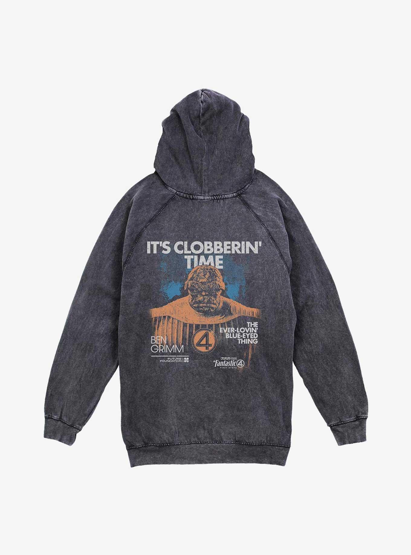 Marvel The Fantastic Four: First Steps It's Clobberin' Time Mineral Wash Hoodie Hot Topic Web Exclusive, , hi-res