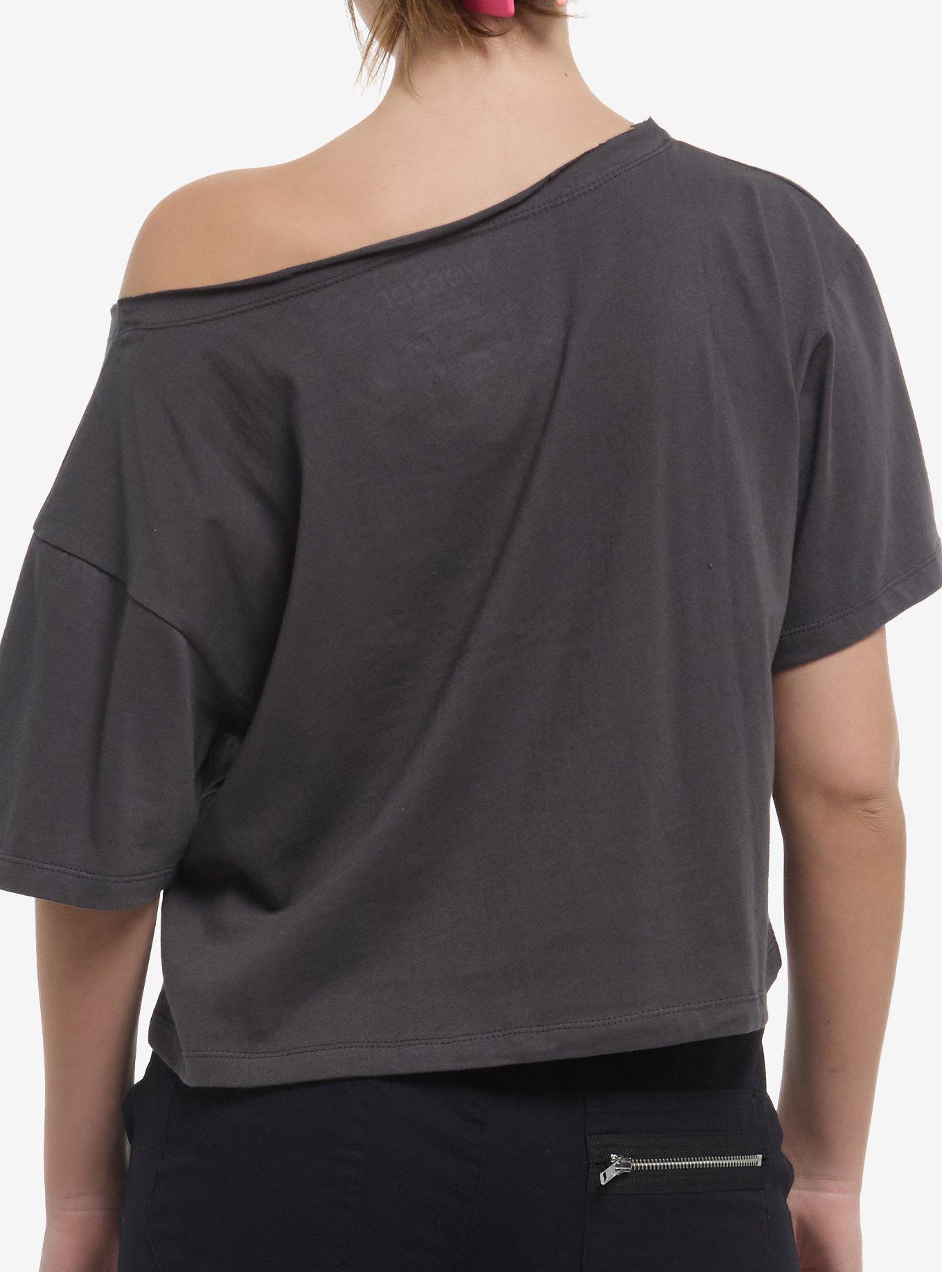 Weezer Lightning Off-Shoulder Girls T-Shirt, DARK GRAY, alternate
