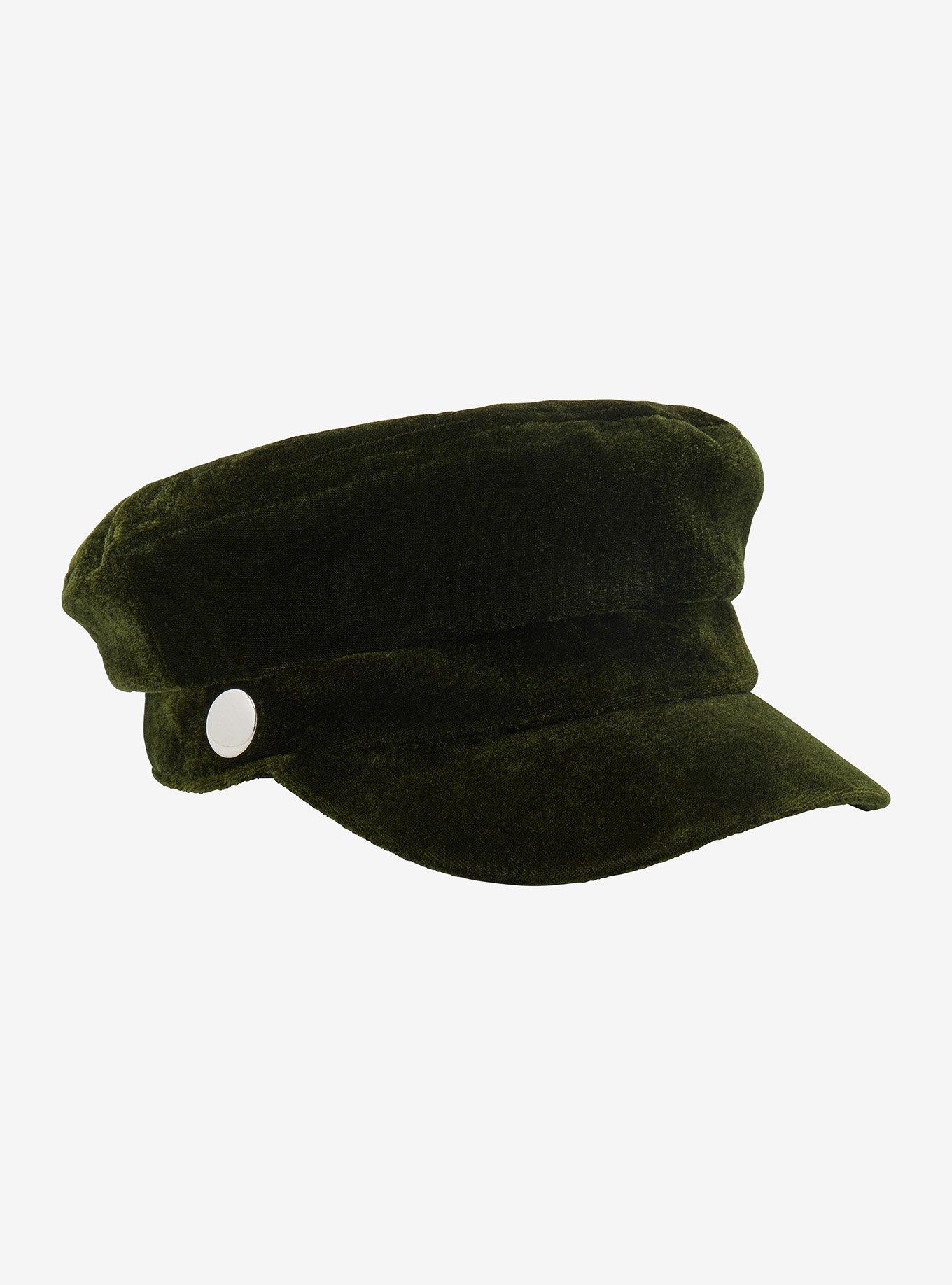 Green Velvet Cabbie hat, , hi-res