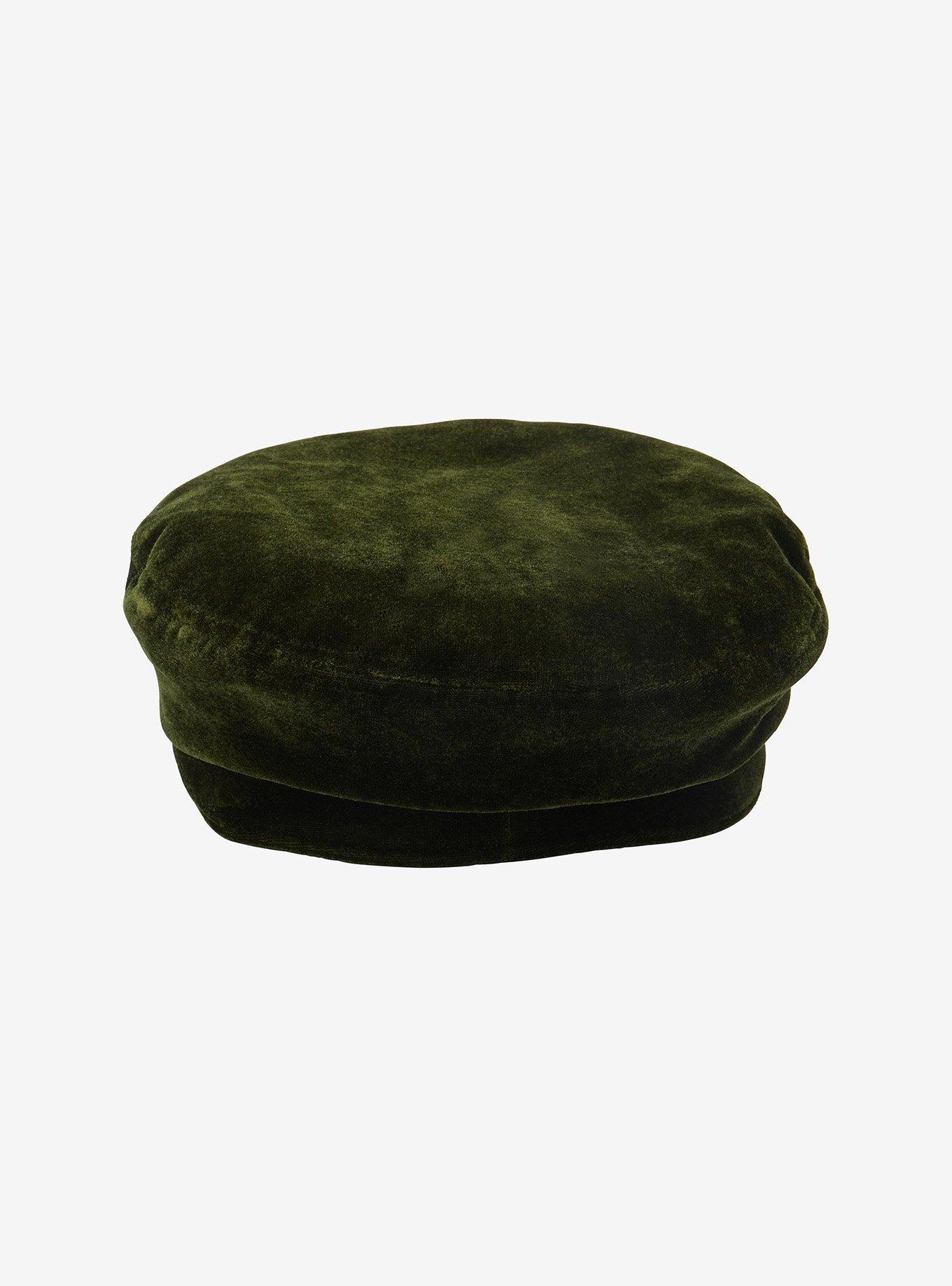 Green Velvet Cabbie hat, , alternate