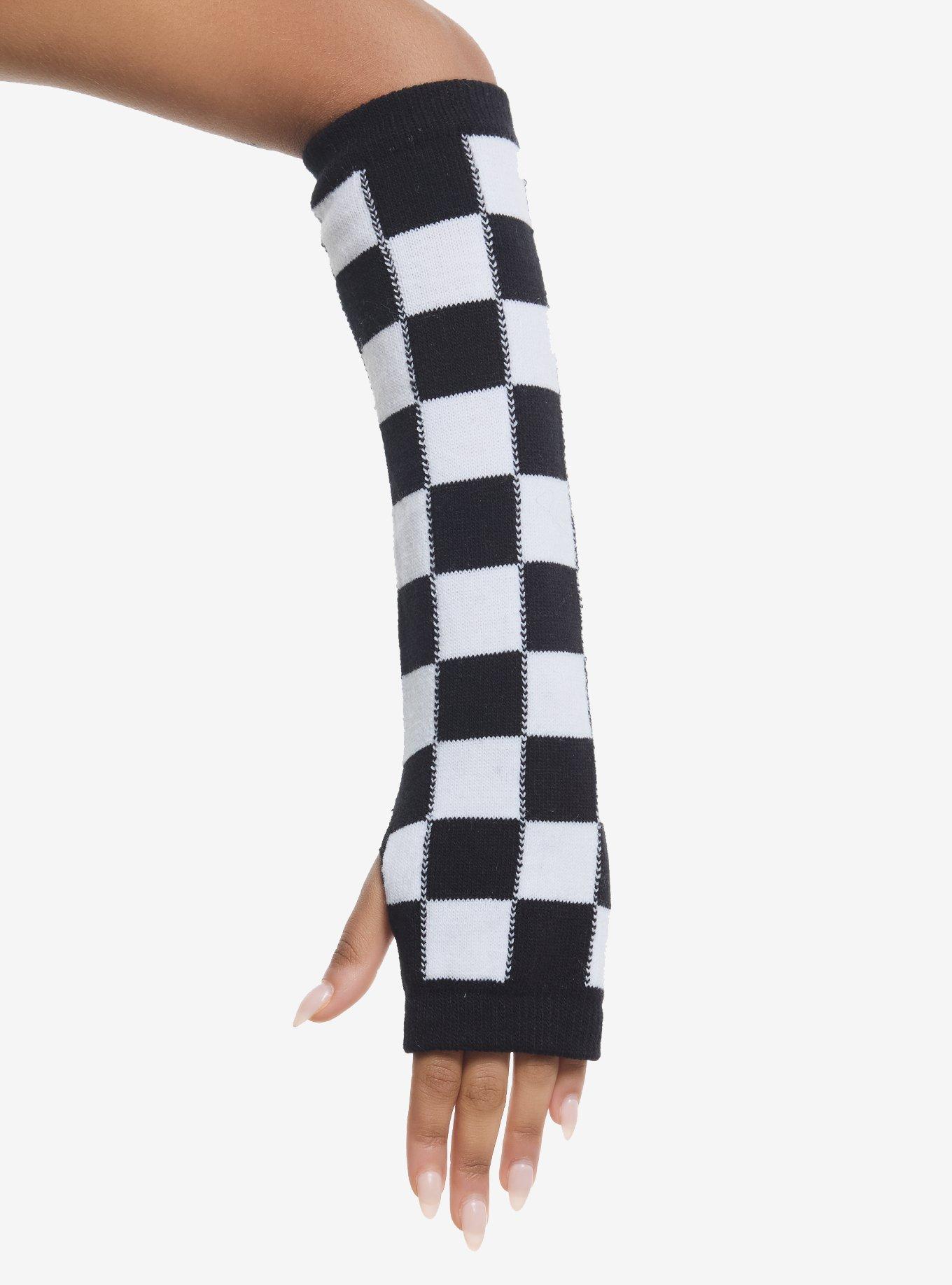Black & White Checkerboard Arm Warmers, , hi-res