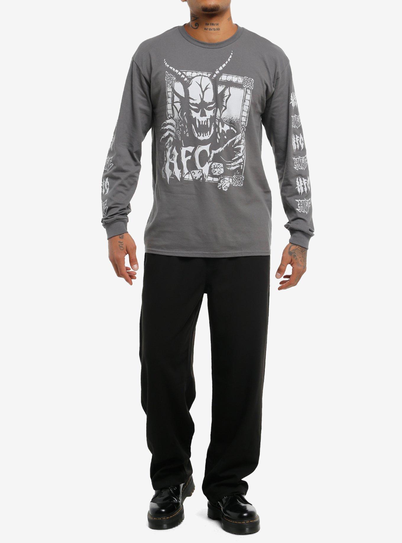 Stranger Things Hellfire Club Demon & Dice Long-Sleeve T-Shirt, GREY, alternate