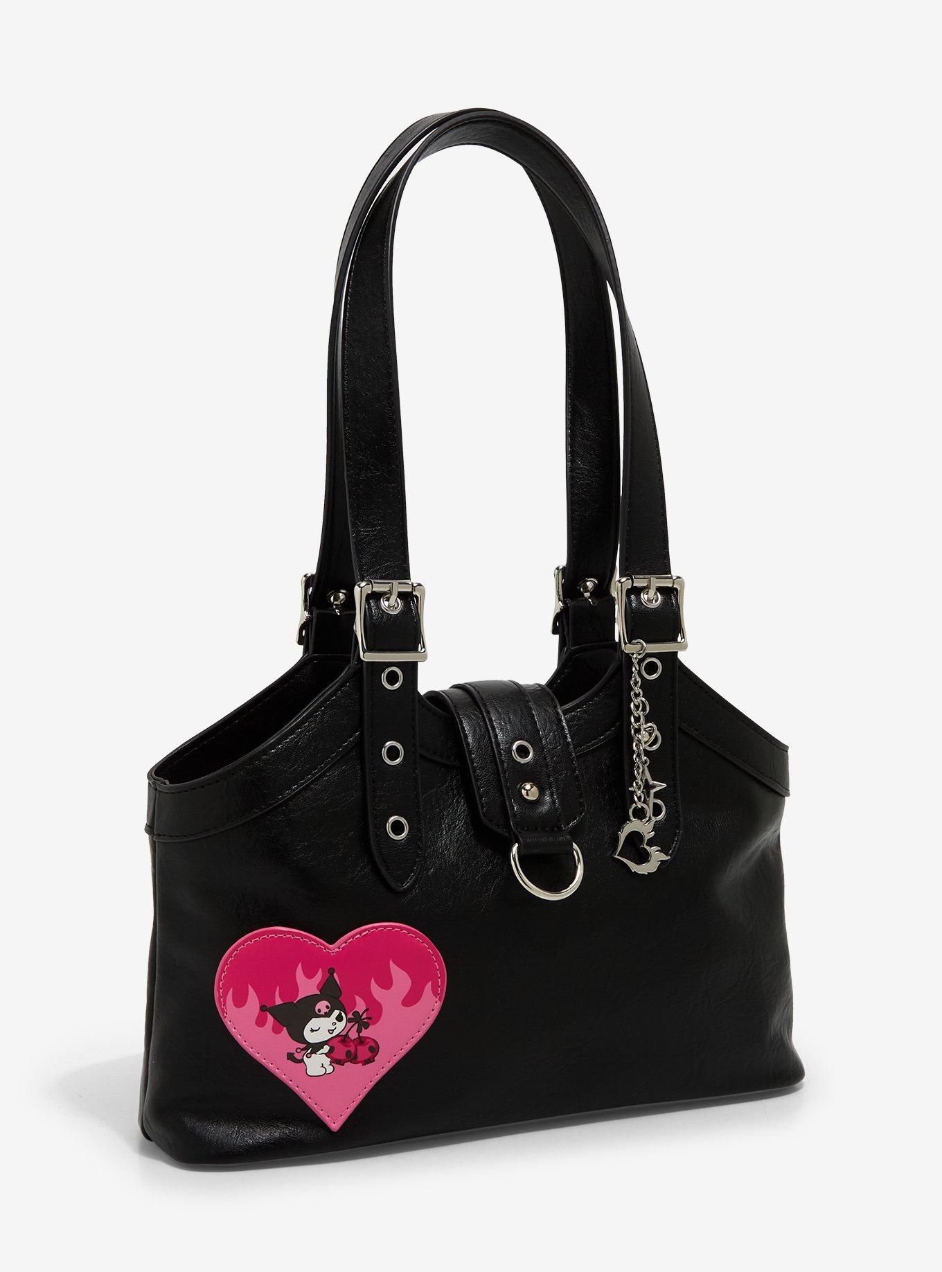 Kuromi Pink Flame Heart Shoulder Bag, , hi-res