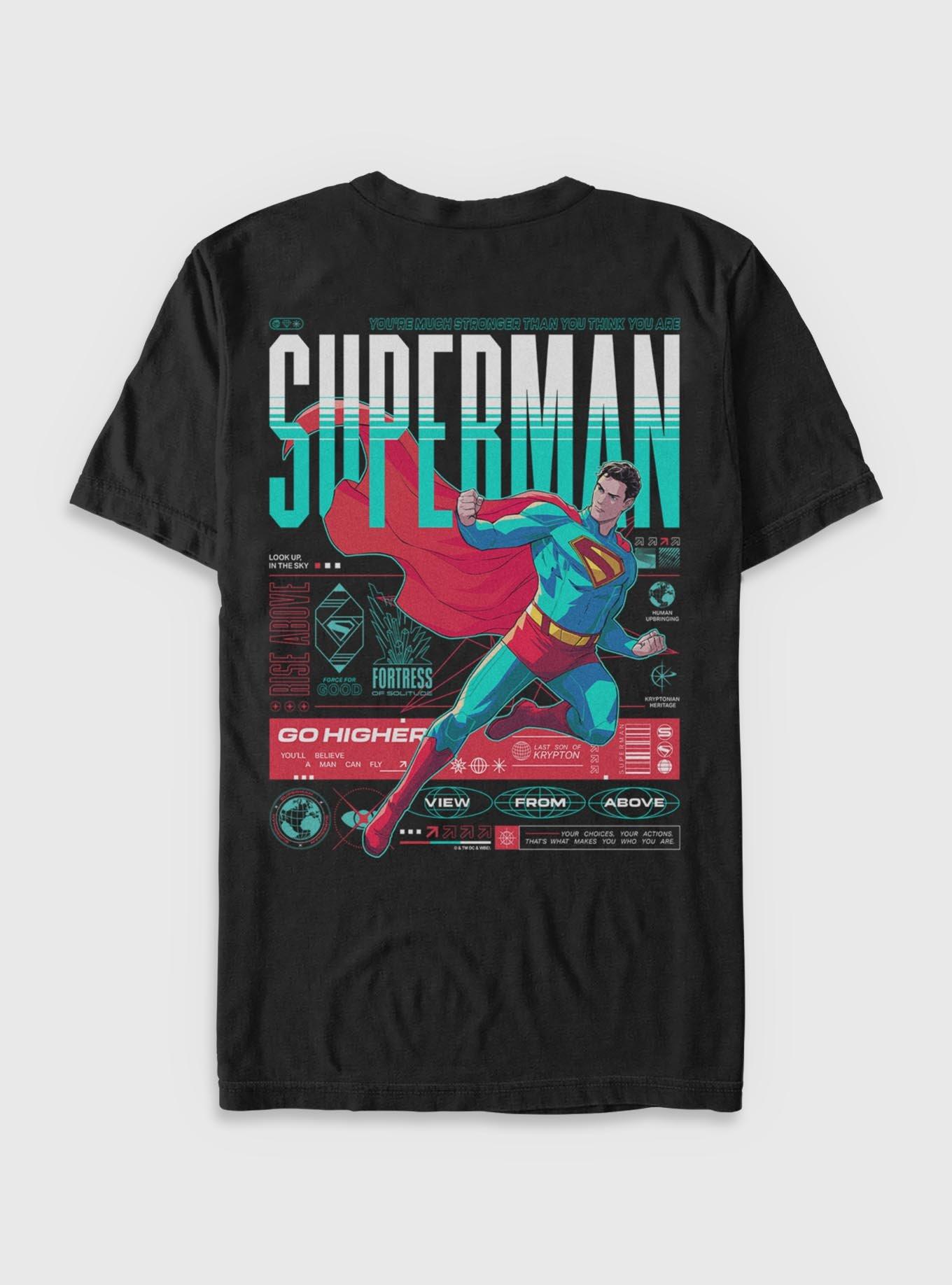 DC Comics Superman Go Higher Rise Above T-shirt Hot Topic Web Exclusive, BLACK, alternate