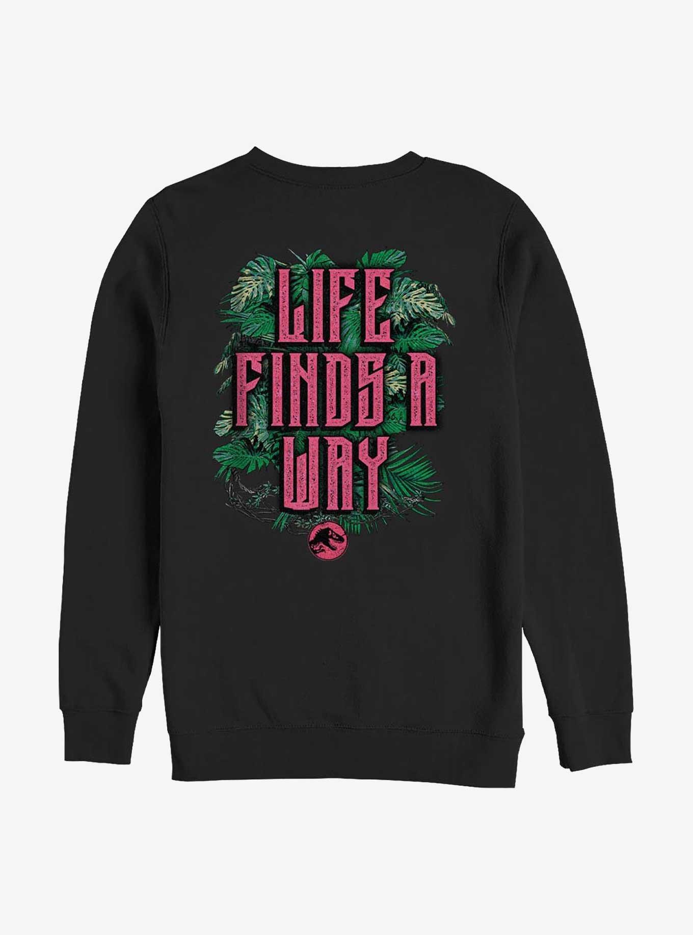 Jurassic Park Life Finds A Way Iconic Dinosaurs Sweatshirt Hot Topic Web Exclusive, BLACK, alternate