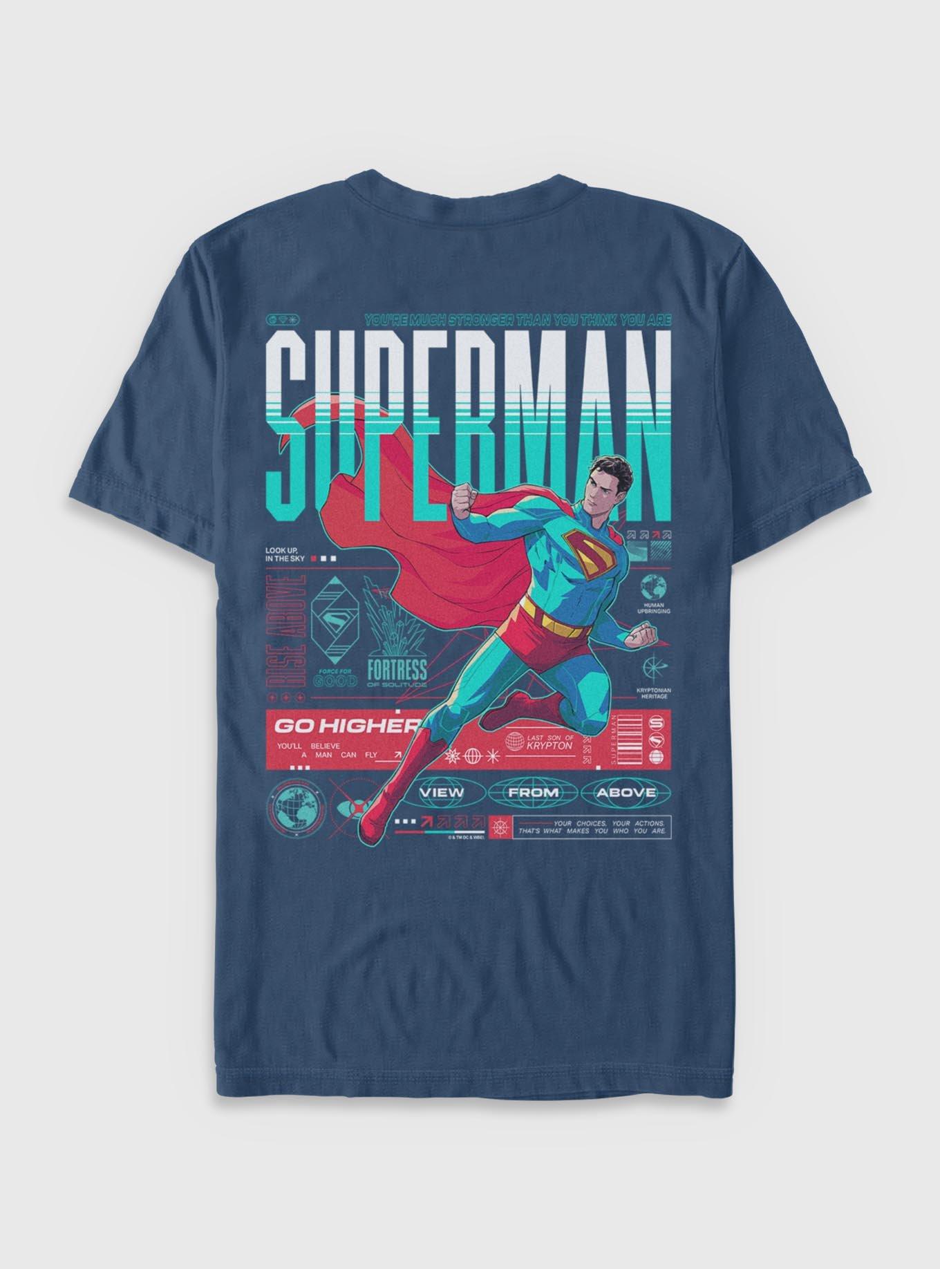DC Comics Superman Go Higher Rise Above Garment Dye T-shirt Hot Topic Web Exclusive, MIDNIGHT, alternate