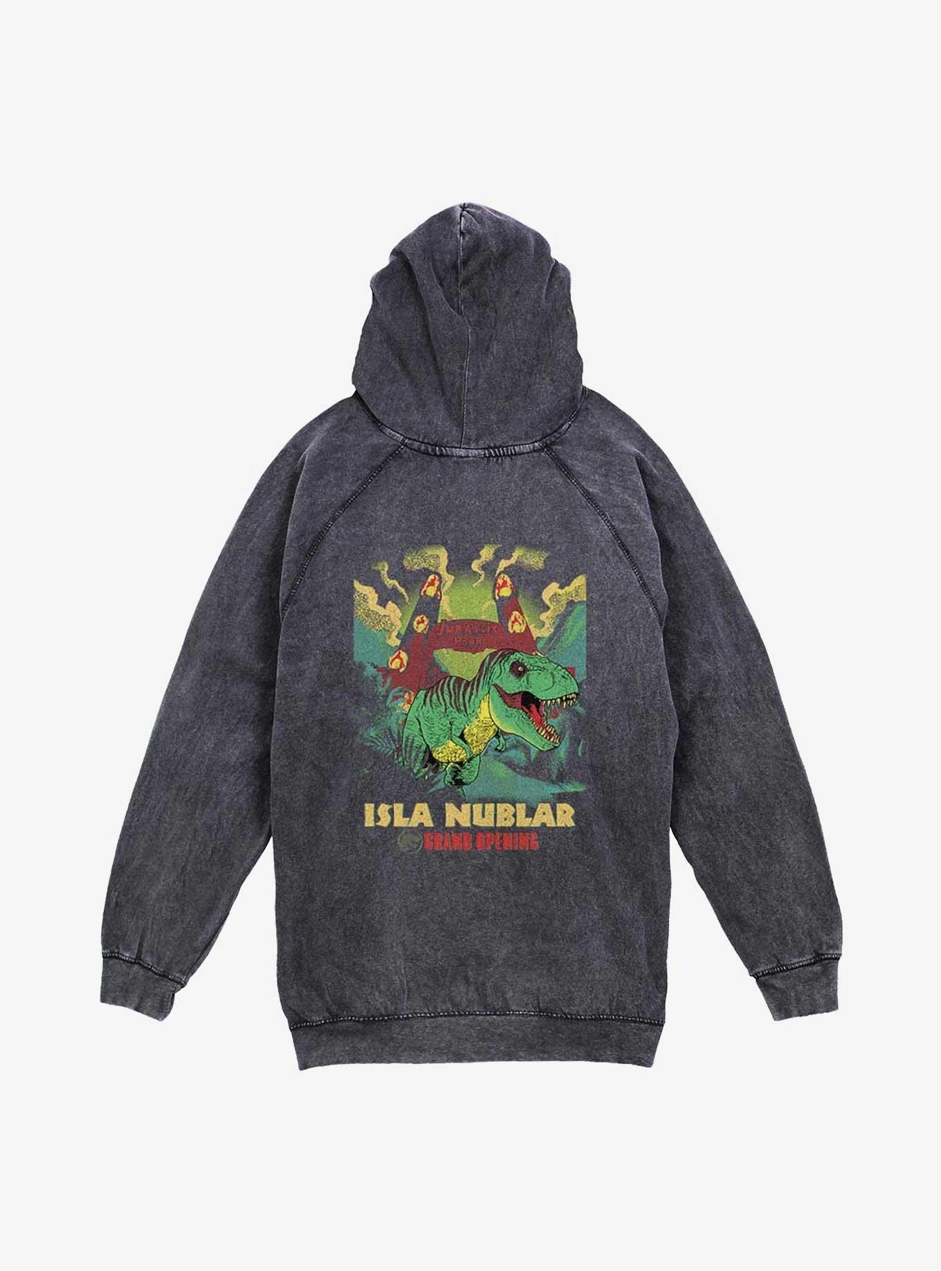 Jurassic Park Isla Nublar Grand Opening Mineral Wash Hoodie Hot Topic Web Exclusive, BLACK, alternate