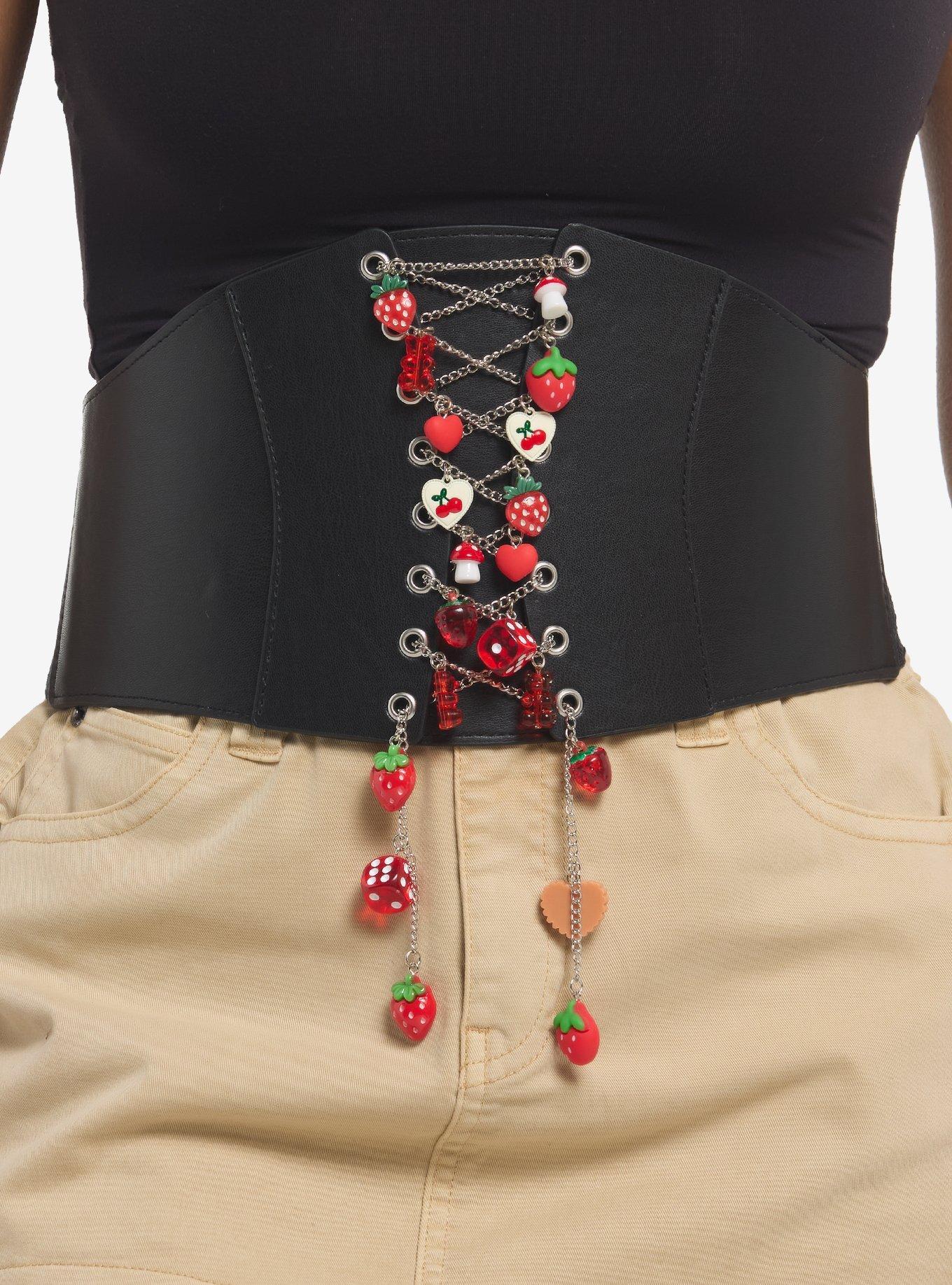 Black & Red Charm Corset Belt, , hi-res
