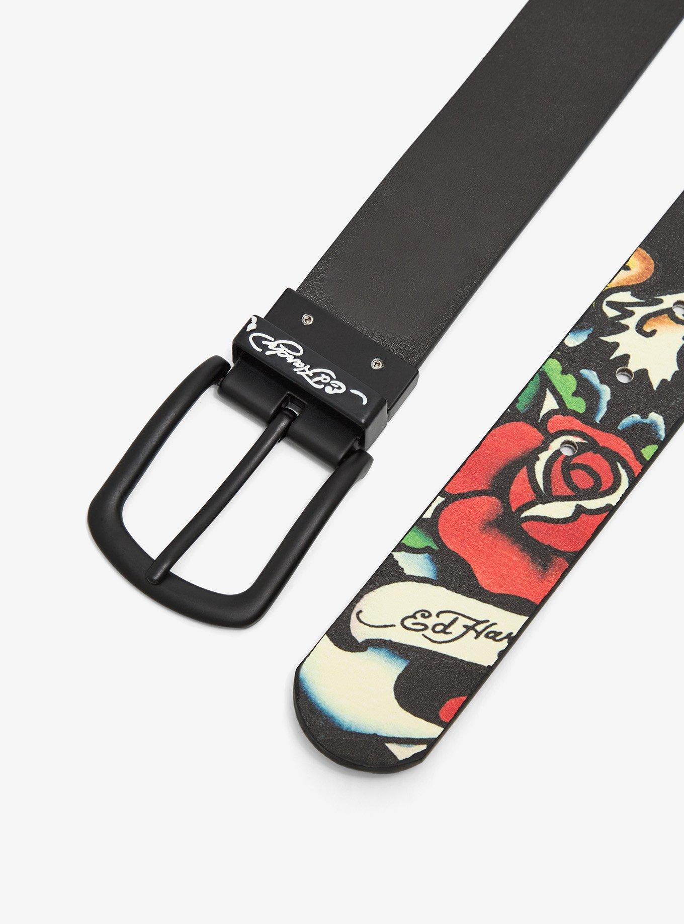 Ed Hardy Black & Grey Tattoo Art Reversible Belt, , alternate