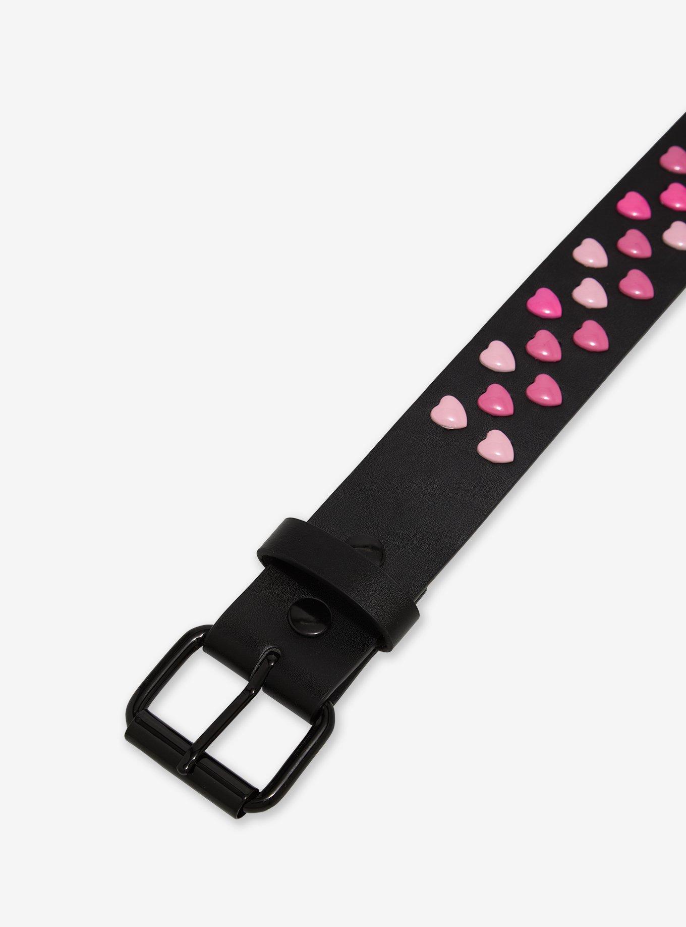 Black & Pink Heart Stud Belt, , hi-res