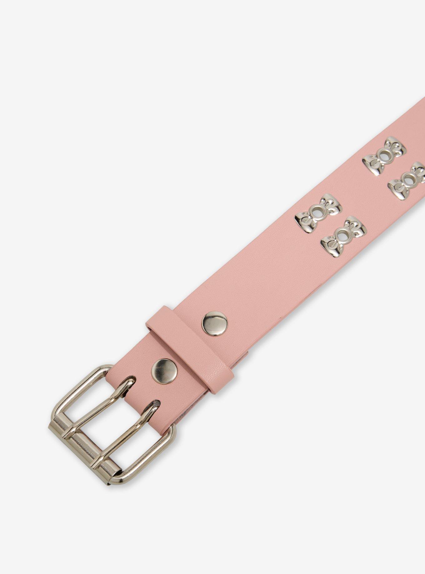 Pink & Silver Bow Grommet Belt, , hi-res