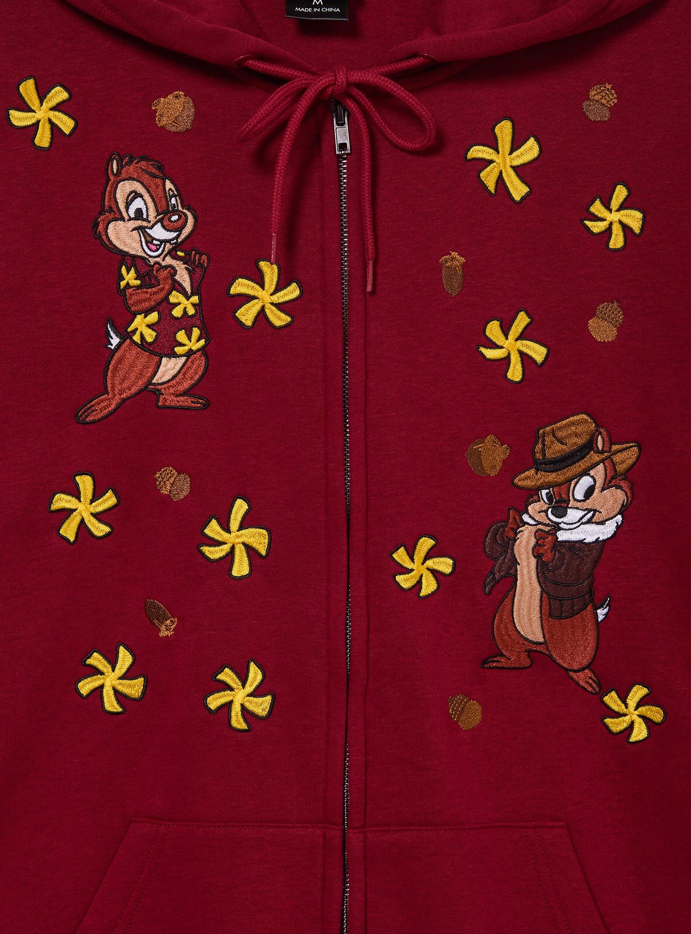 Disney Chip & Dale Floral Embroidered Zippered Hoodie - BoxLunch Exclusive, , hi-res
