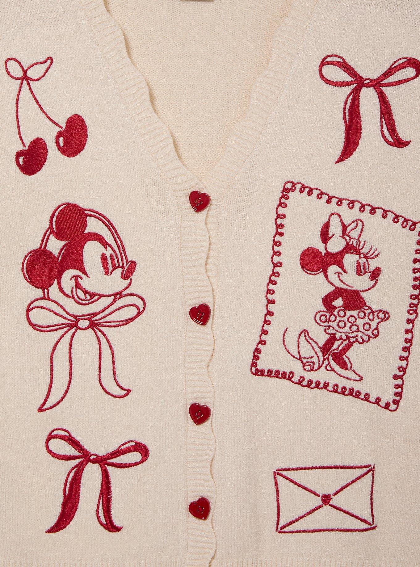 Disney Mickey & Minnie Valentine's Day Women's Cardigan — BoxLunch Exclusive, , hi-res