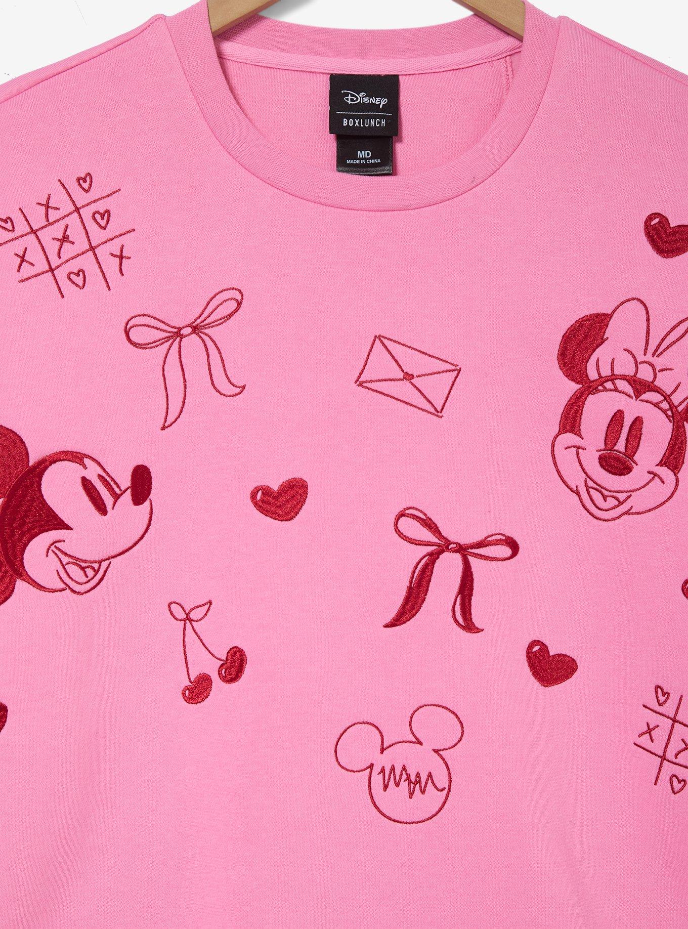 Disney Mickey & Minnie Valentine's Day Pink Crewneck &mdash; BoxLunch Exclusive, , hi-res