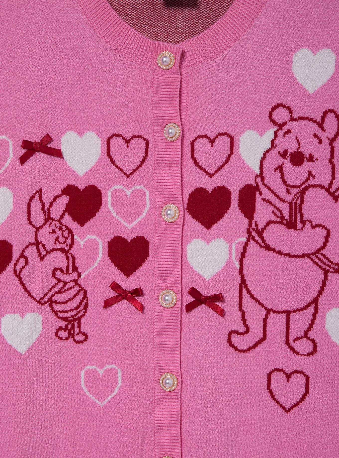 Disney Winnie the Pooh Piglet & Pooh Bear Hearts Women's Cardigan - BoxLunch Exclusive, PINK, alternate