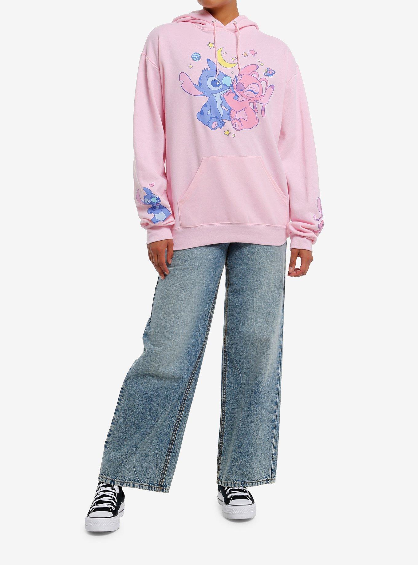 Disney Stitch & Angel Planet Pink Hoodie, , hi-res